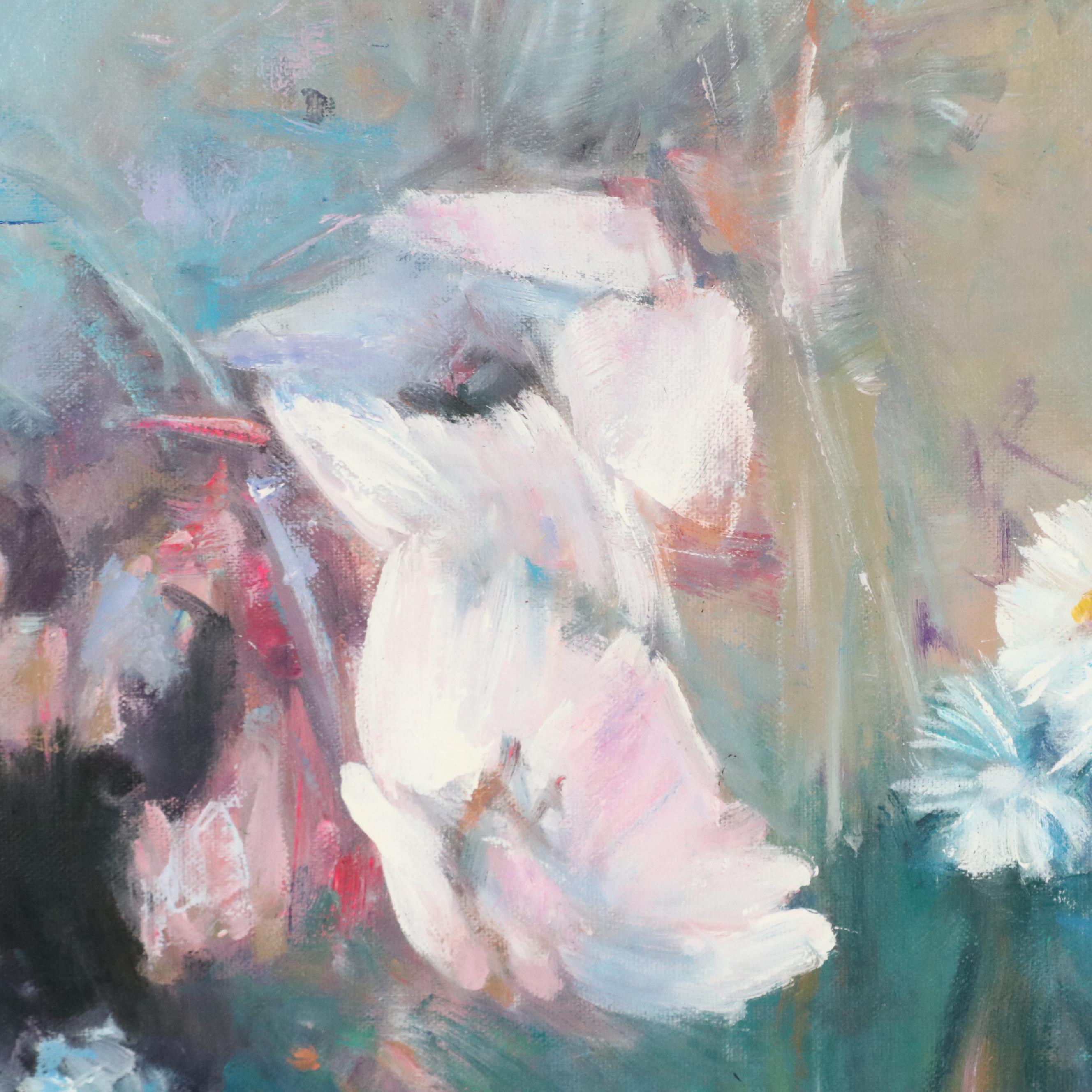 N. Ming Floral Oil Painting, 21st Century