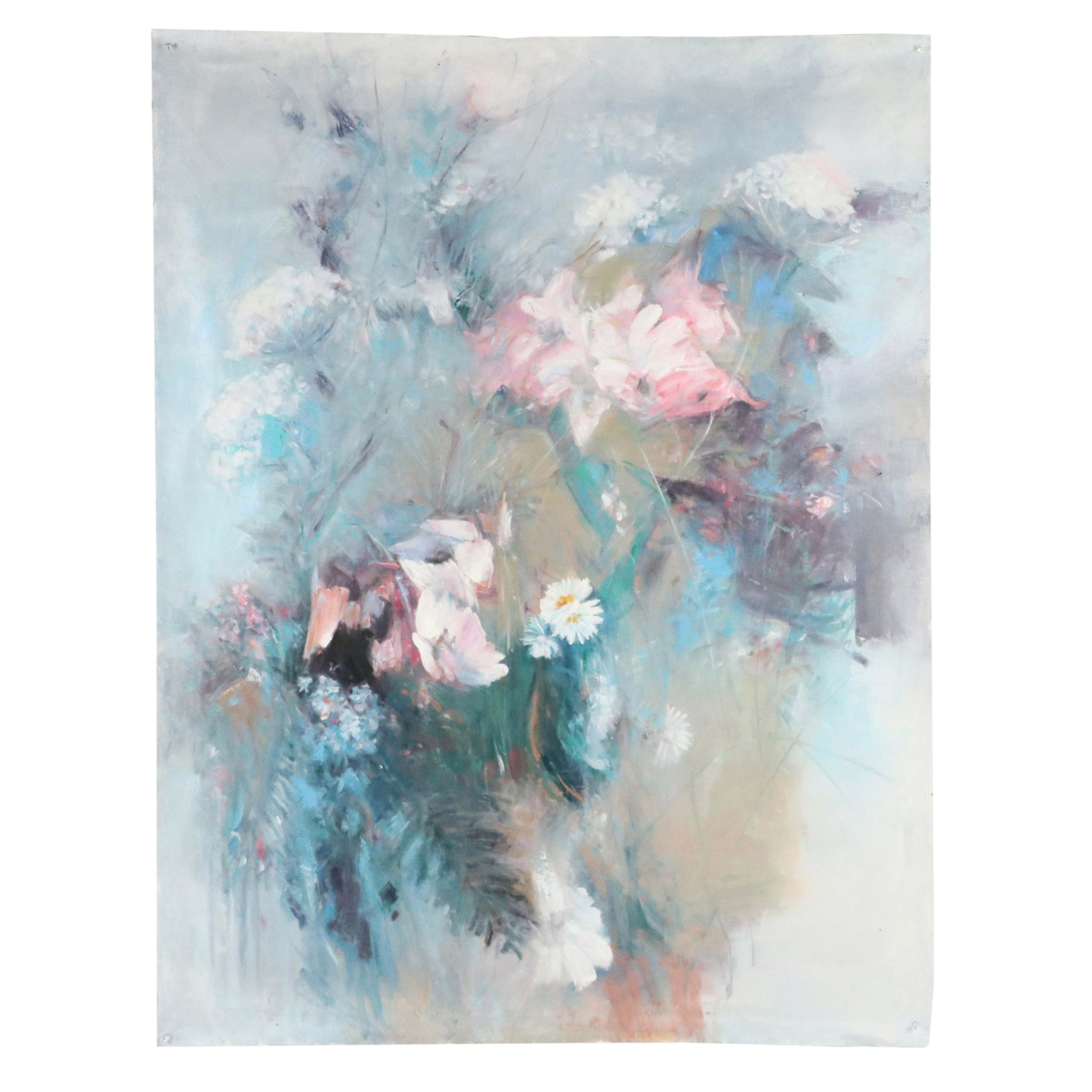 N. Ming Floral Oil Painting, 21st Century