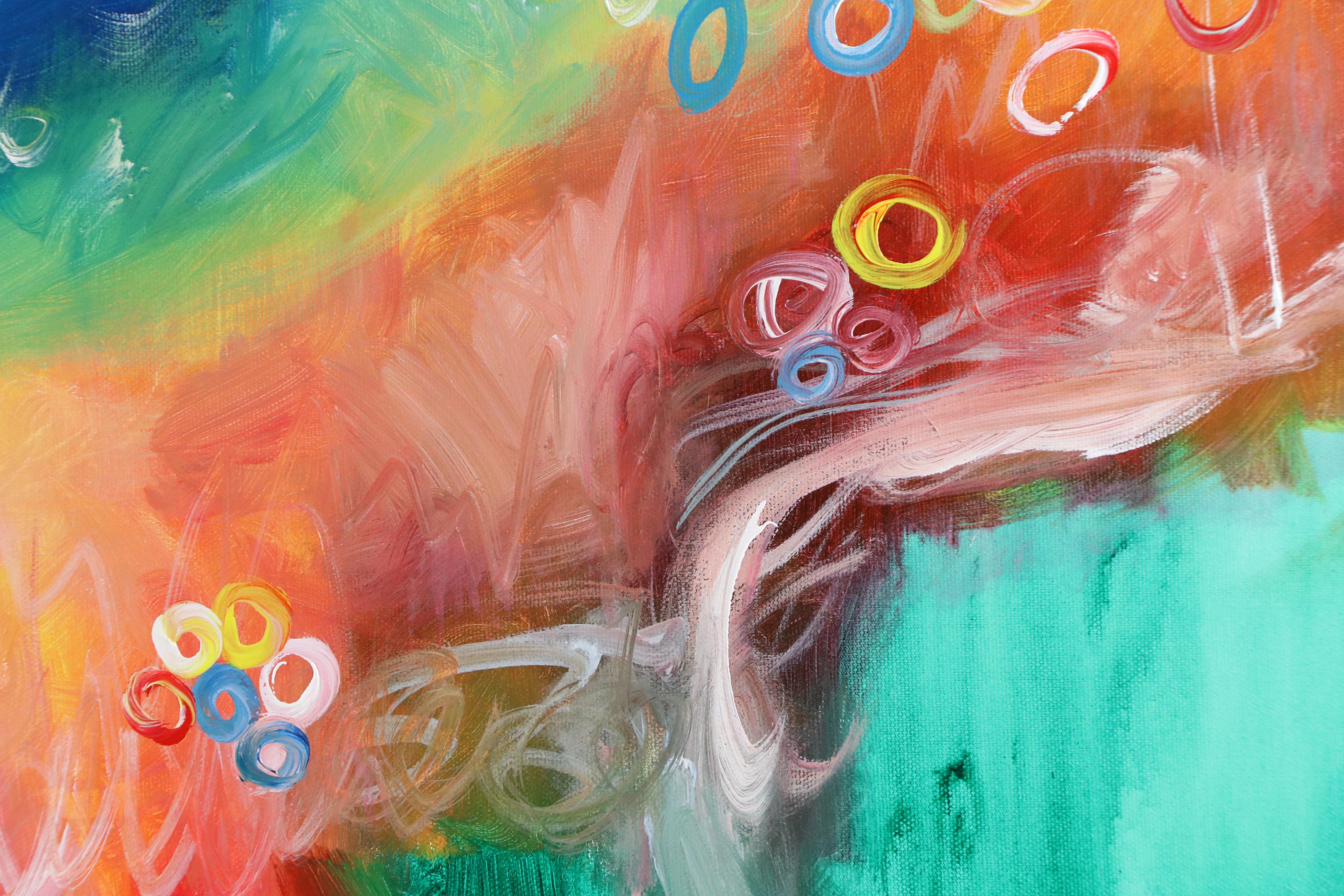 Saul Gefen Stylized Floral Landscape Acrylic Painting, 2025