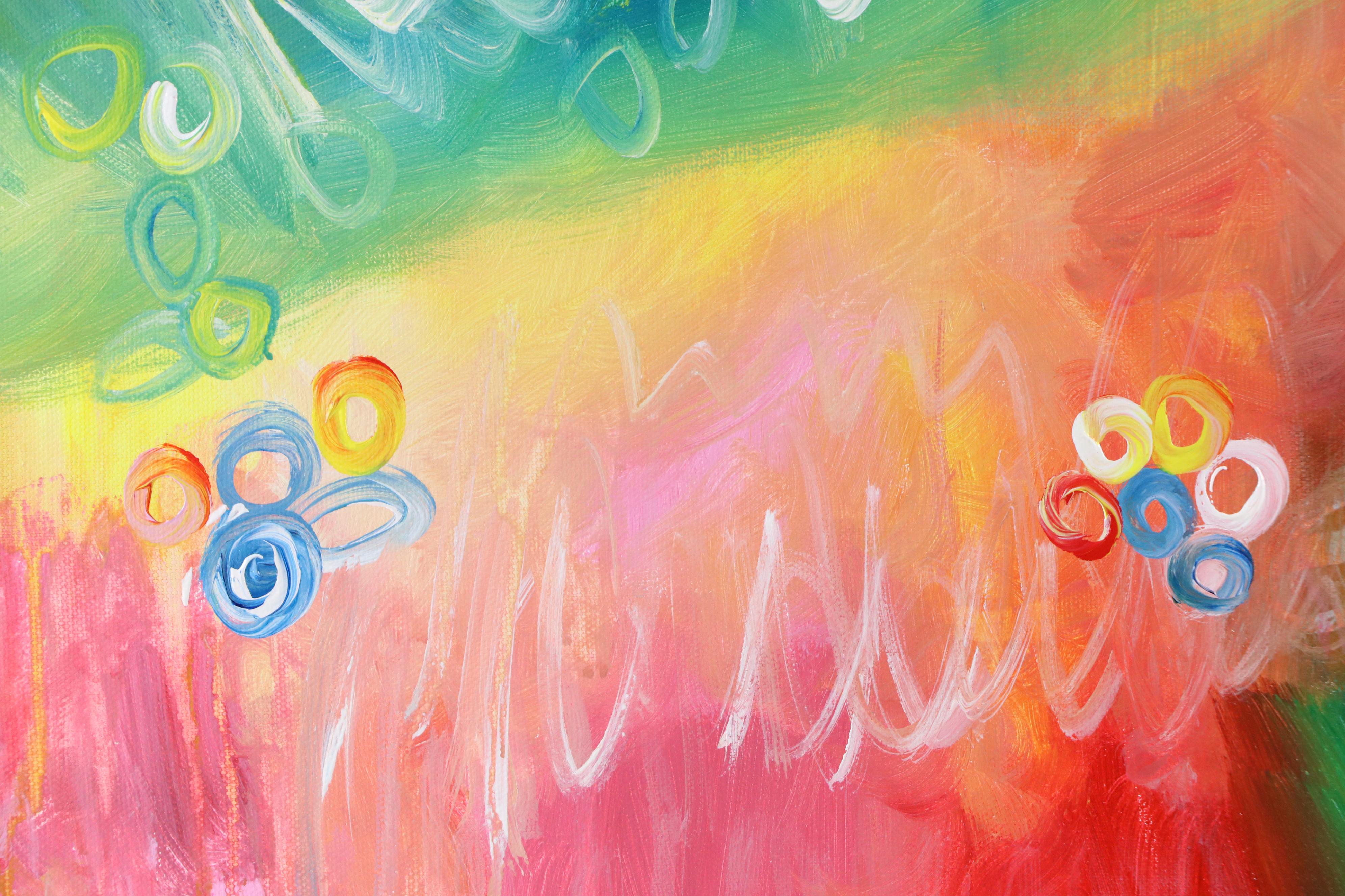 Saul Gefen Stylized Floral Landscape Acrylic Painting, 2025