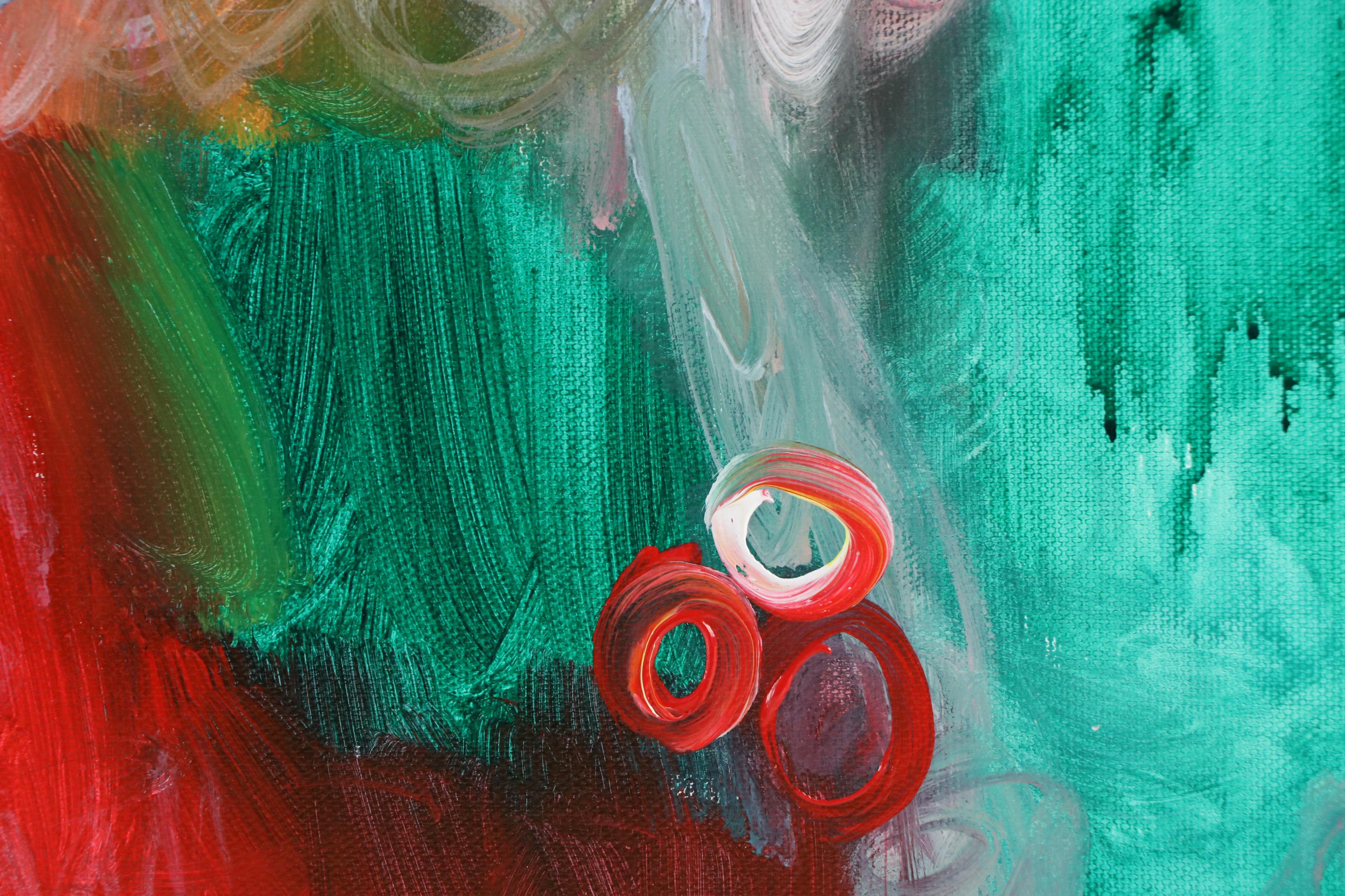 Saul Gefen Stylized Floral Landscape Acrylic Painting, 2025