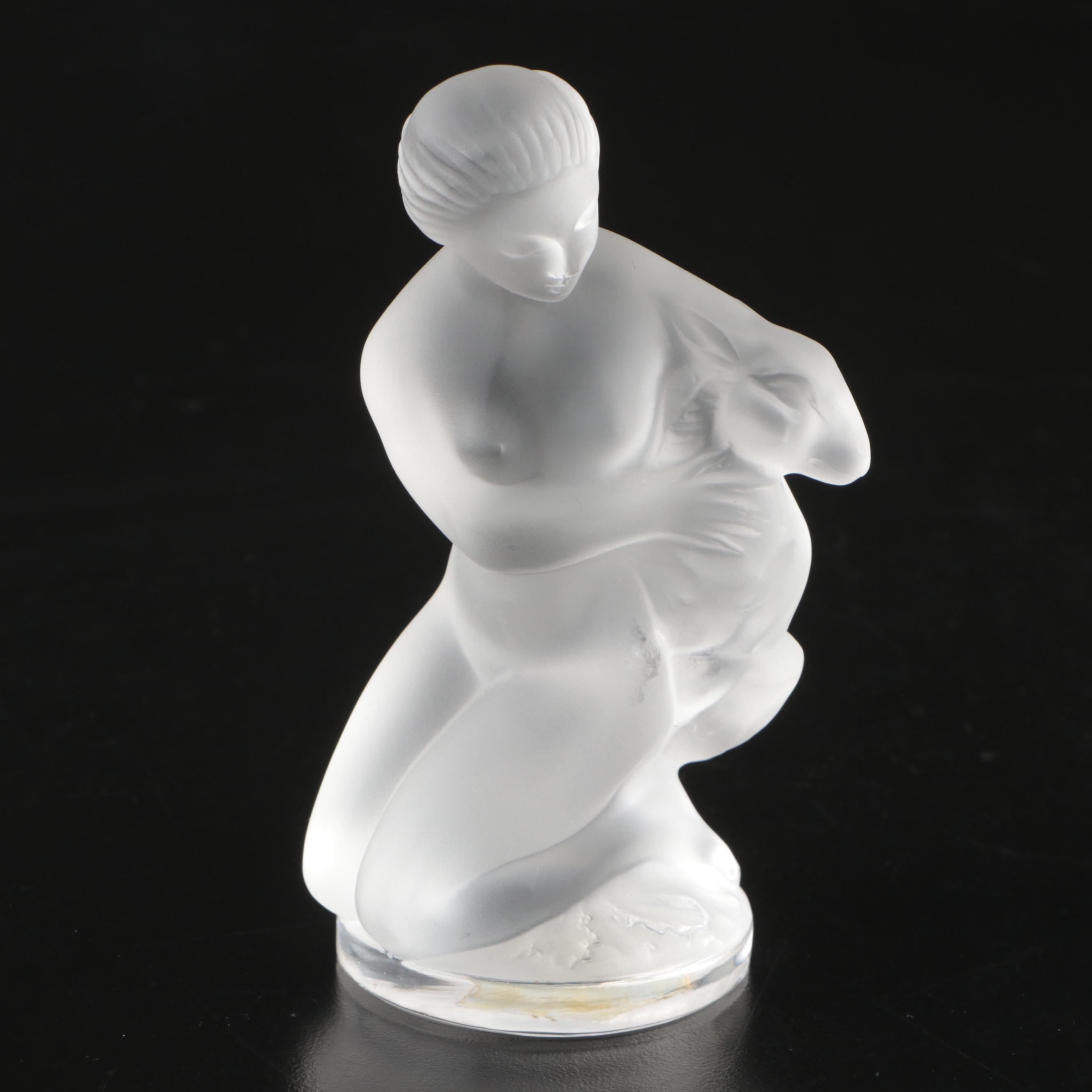 Lalique "Diane with Ram" Frosted Glass Figurine