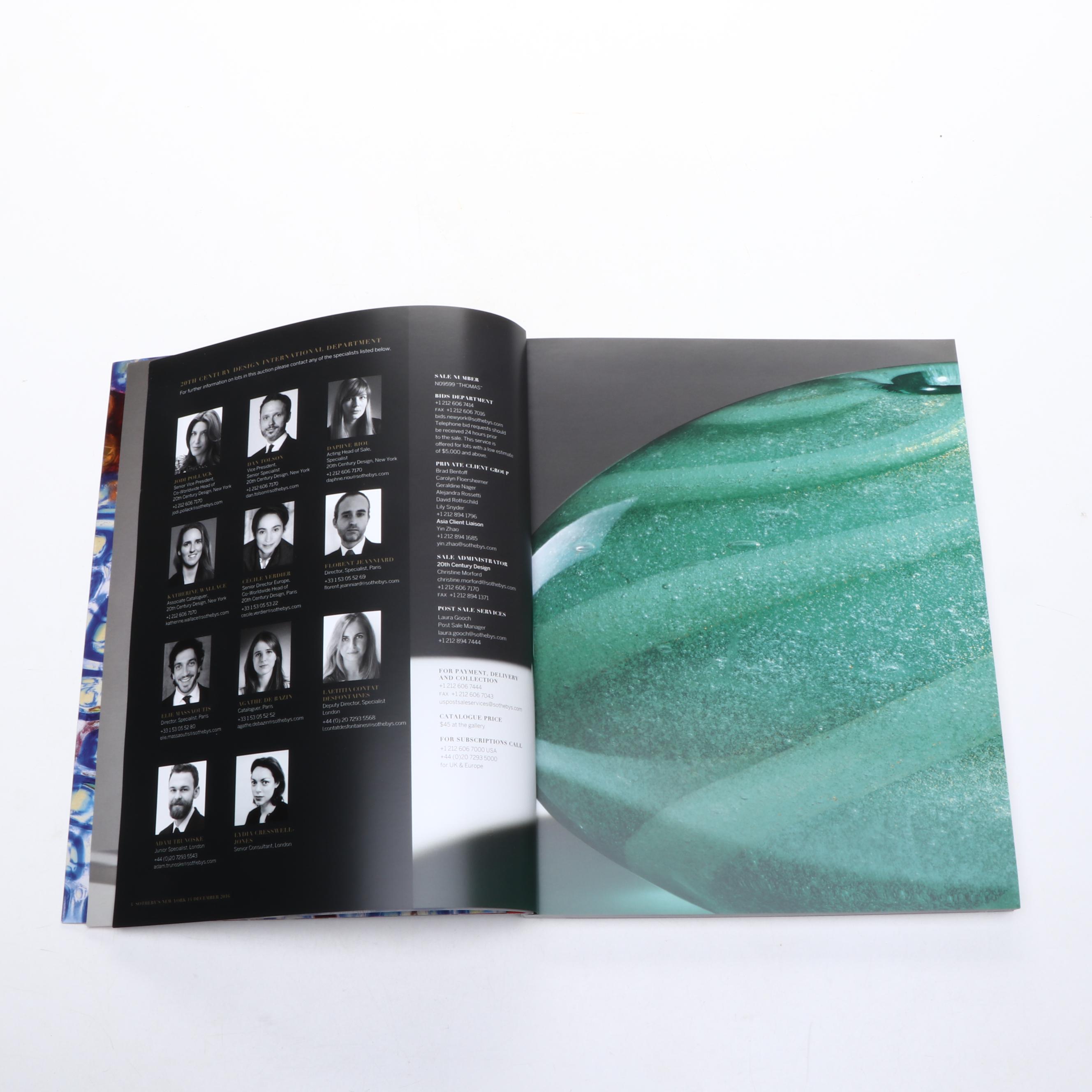 Sotheby's "Italian Glass", "Tiffany Glass" and Other Auction Catalogs