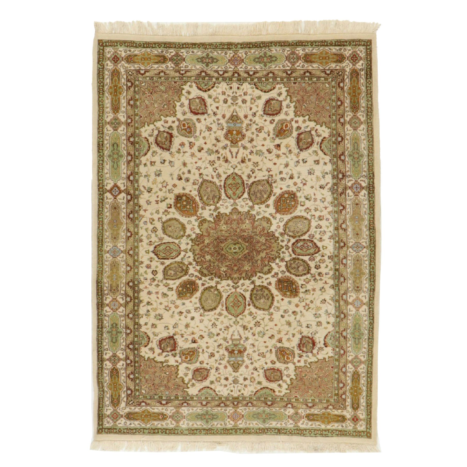 6'2 x 8'8 Hand-Knotted Persian Tabriz Style Area Rug