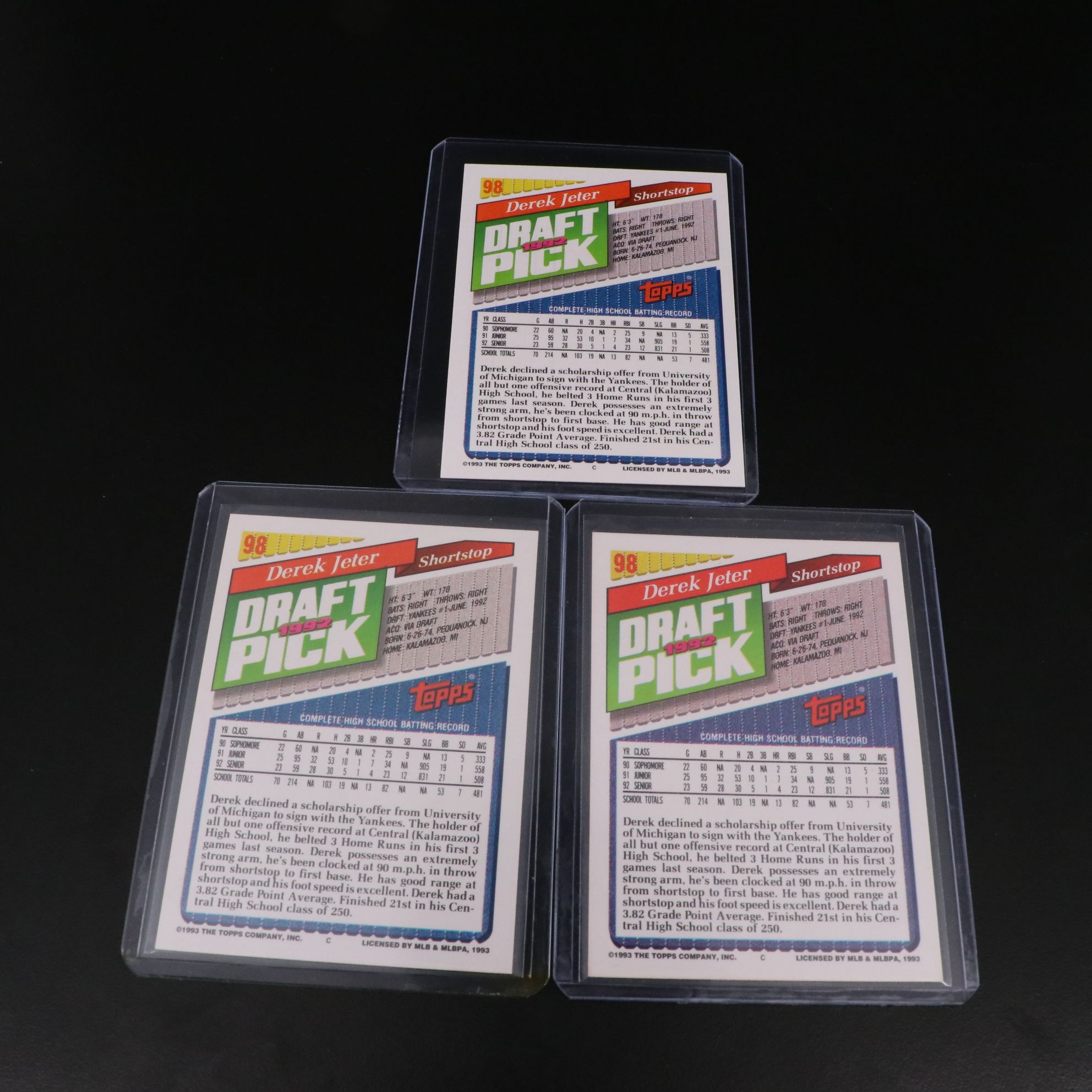 1993 Topps Derek Jeter New York Yankees Rookie Baseball Cards