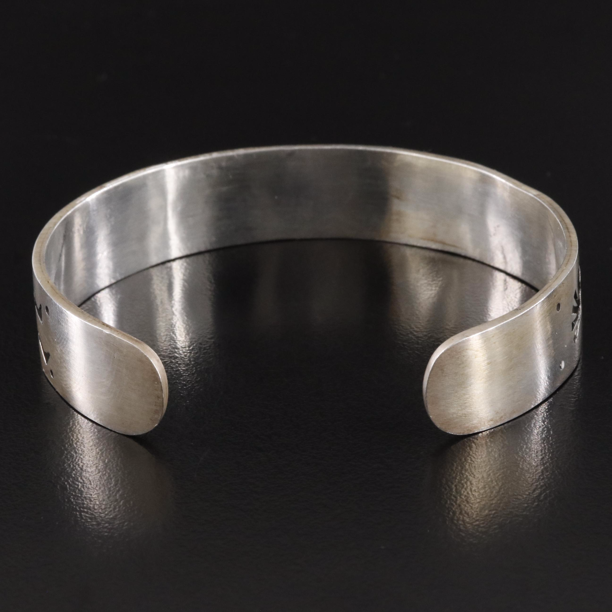 Robert Honyaktewa Hopi Sterling Kokopelli Overlay Cuff