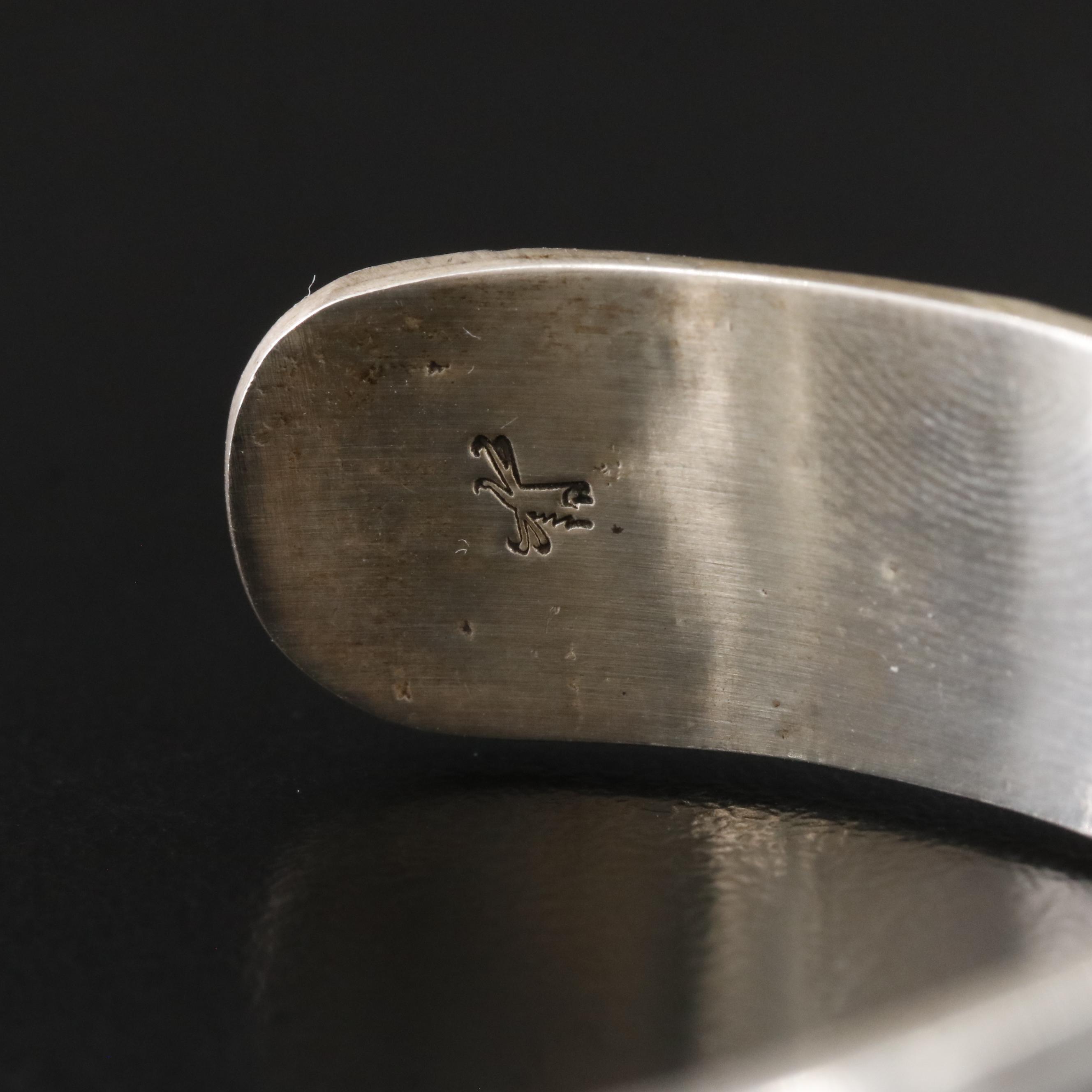 Robert Honyaktewa Hopi Sterling Kokopelli Overlay Cuff