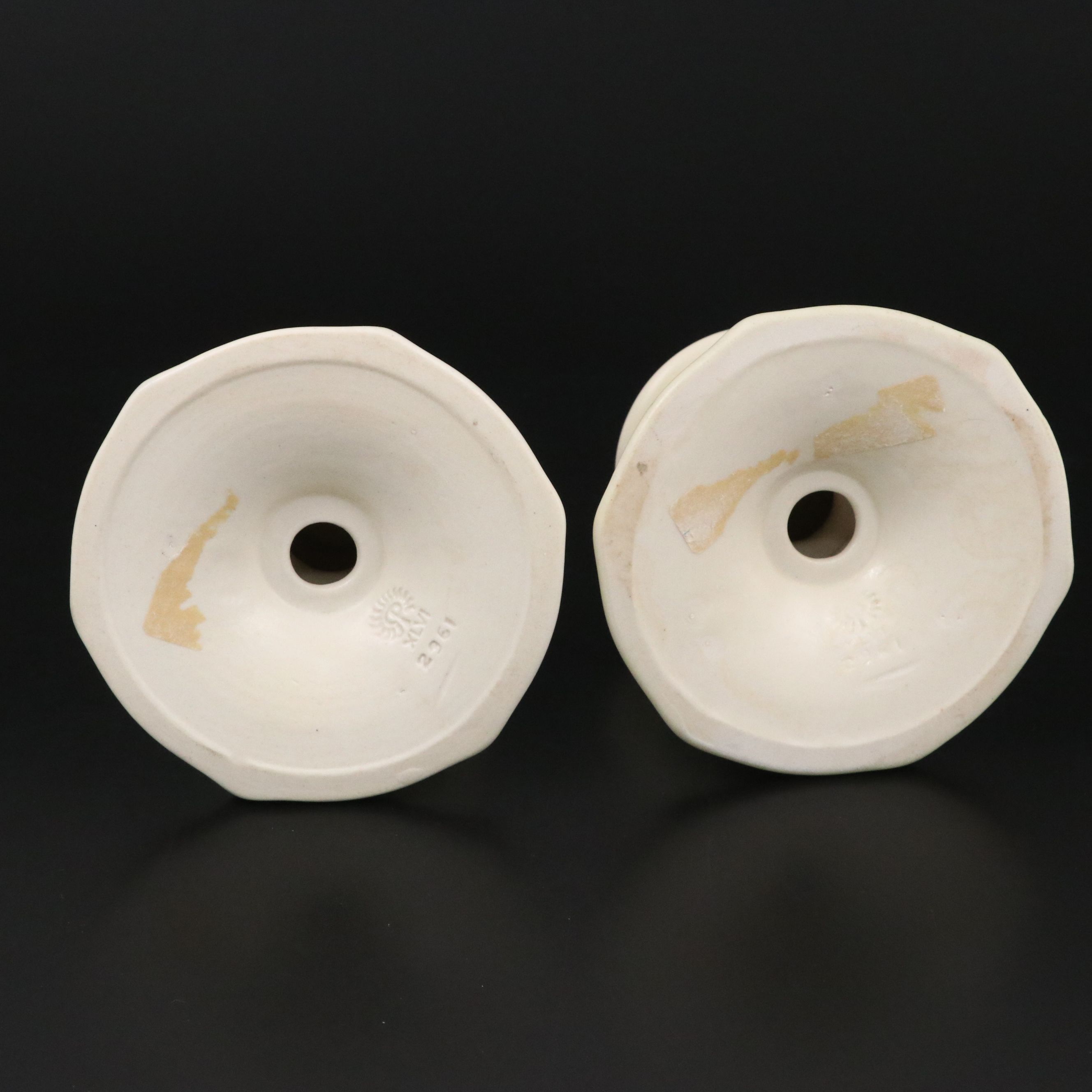Pair of Rookwood Pottery Glazed Ceramic Candlesticks, 1946