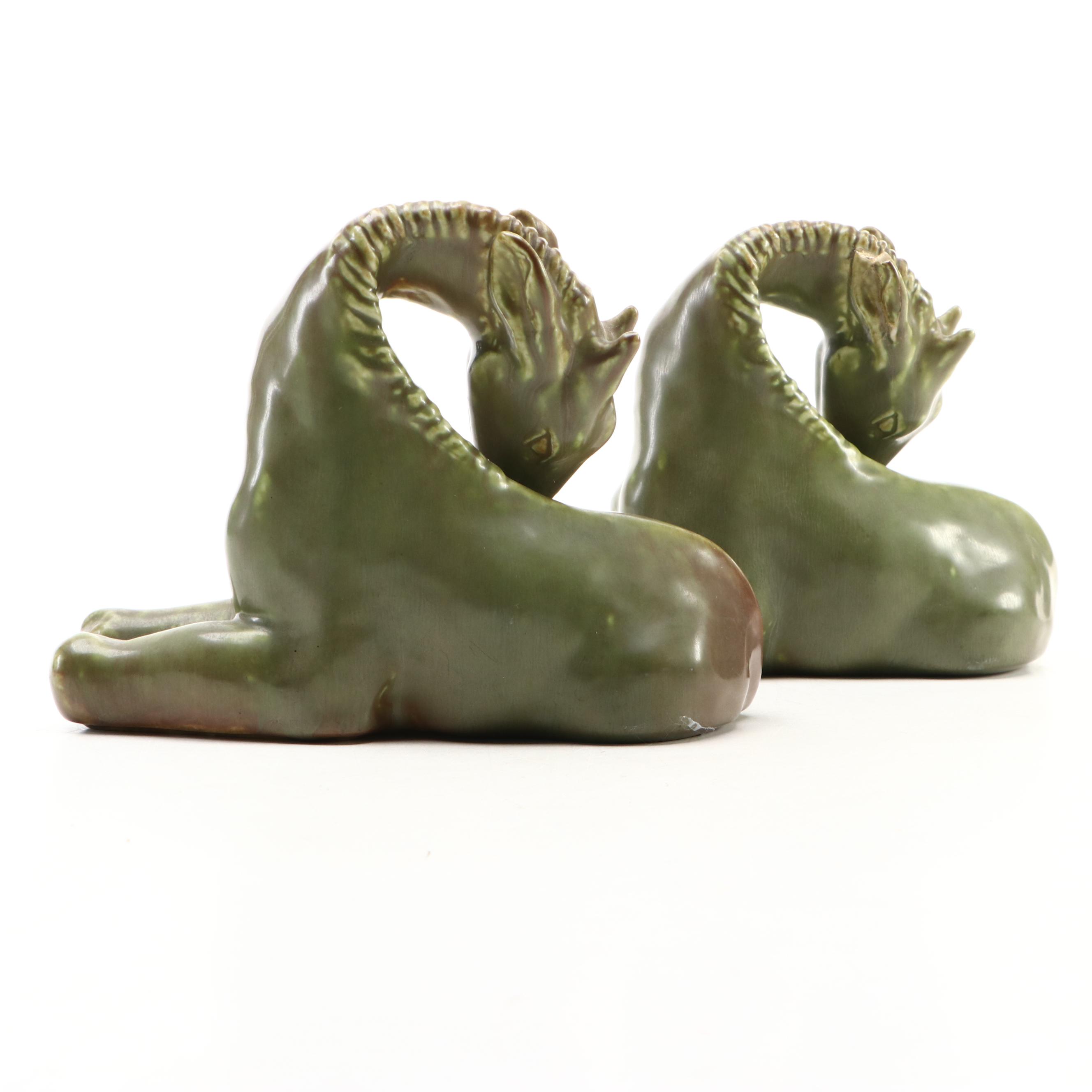 Louis Abel for Rookwood Pottery Giraffe Bookends, 1940