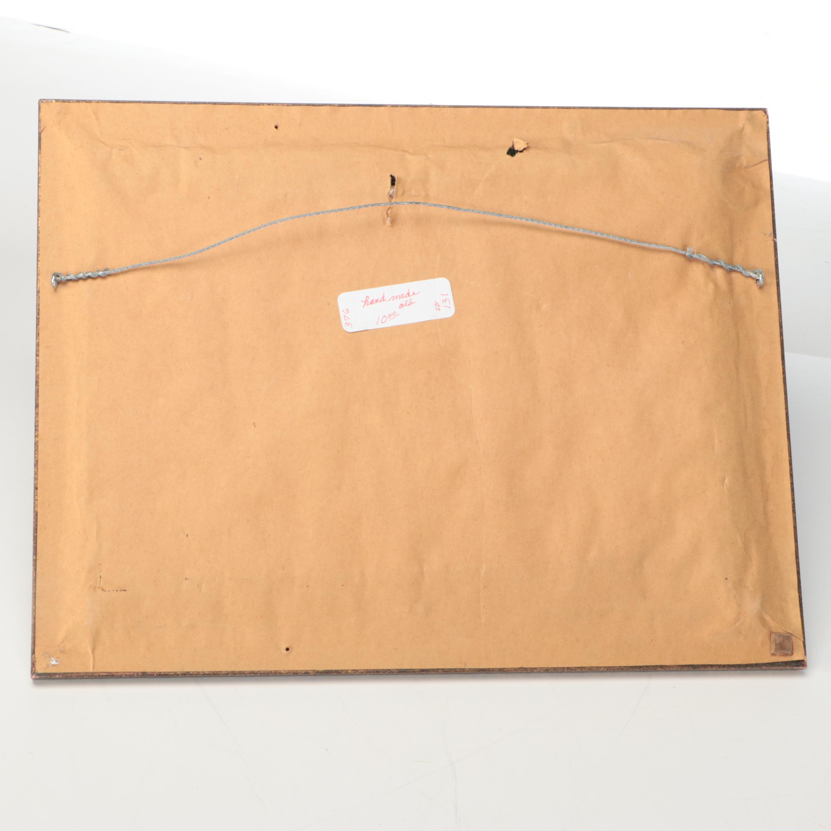 Harry Lichtman Needlepoint Wooden Stool with Framed Needlework