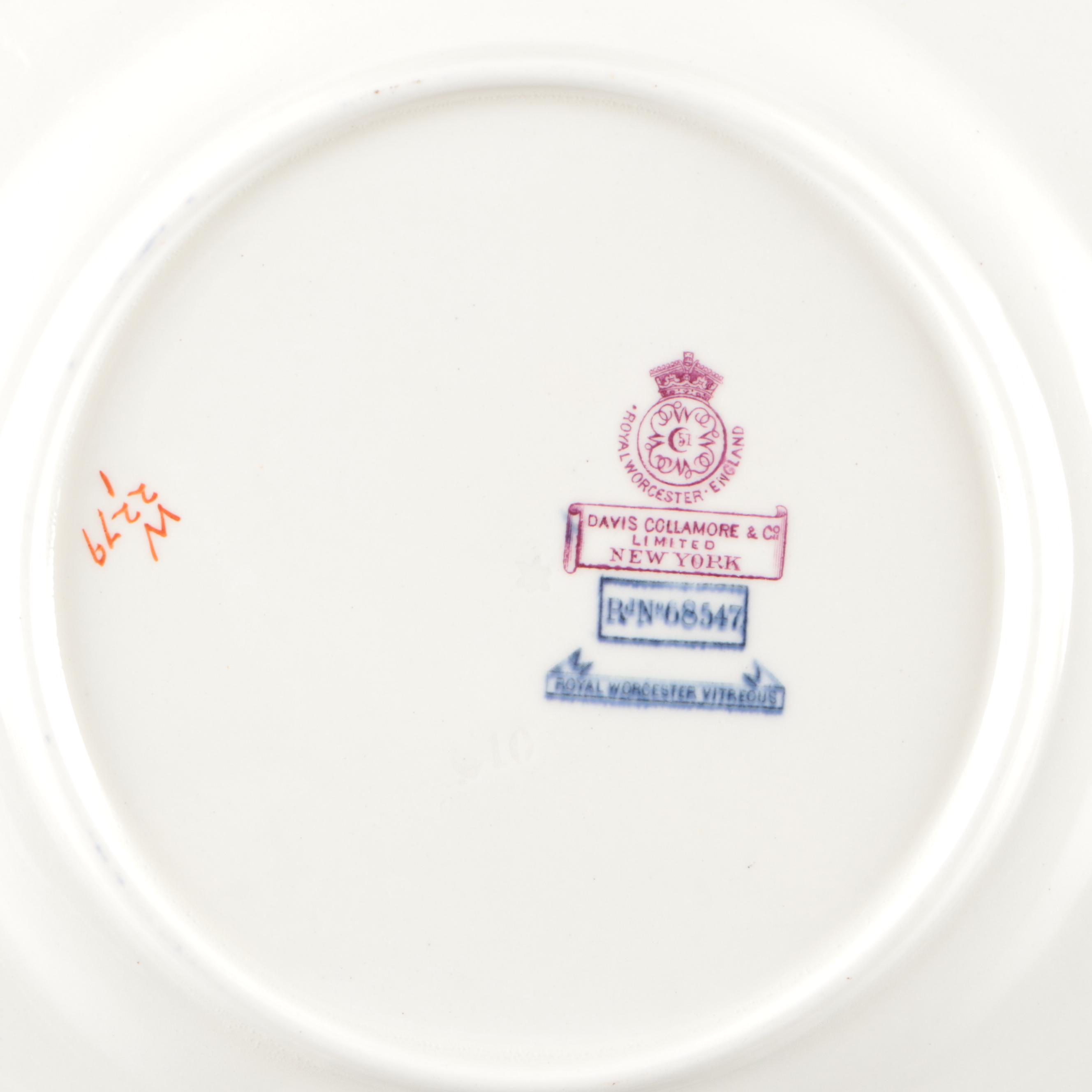 Royal Worcester Blue Floral Gold Gilt Porcelain Dinnerware