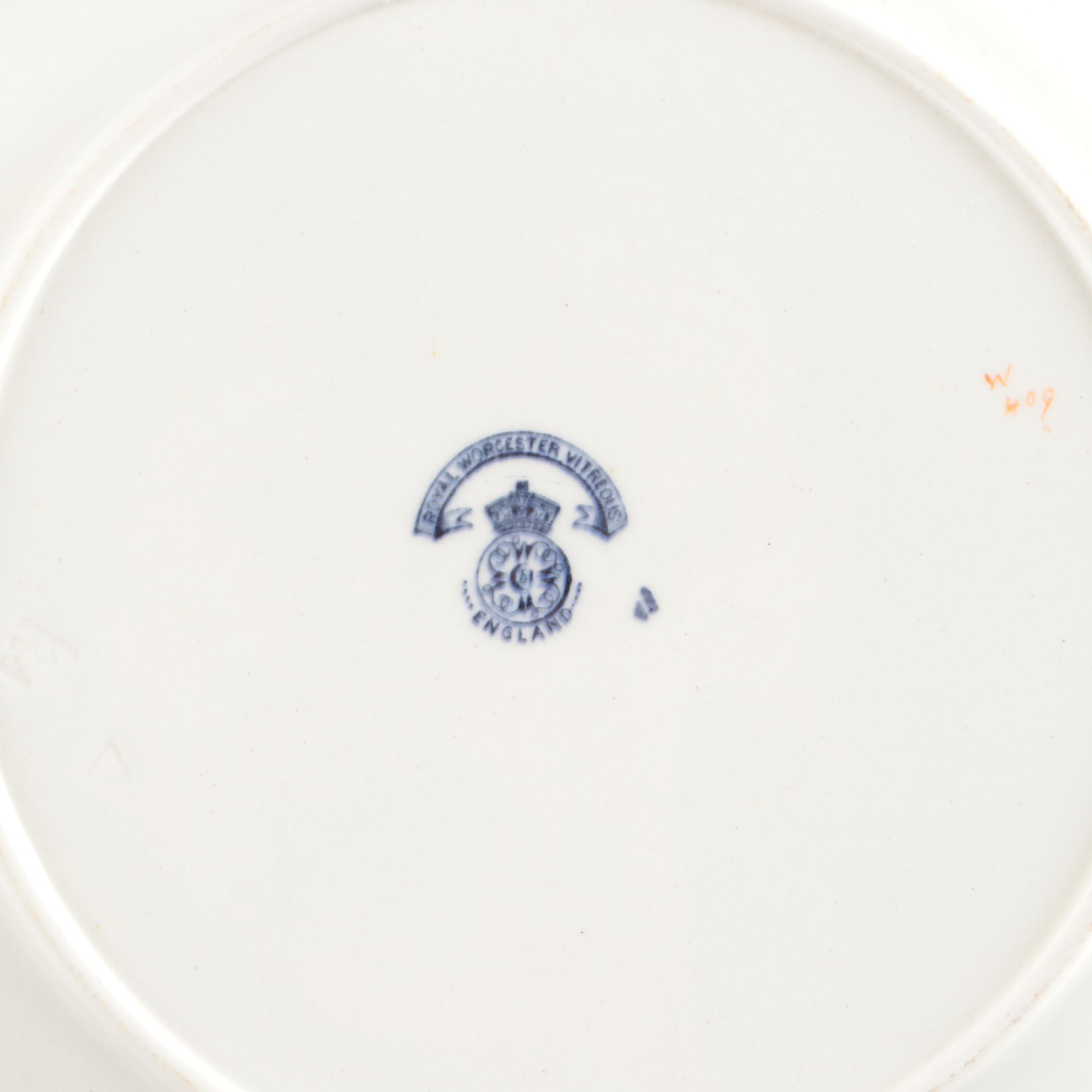 Royal Worcester Blue Floral Gold Gilt Porcelain Dinnerware