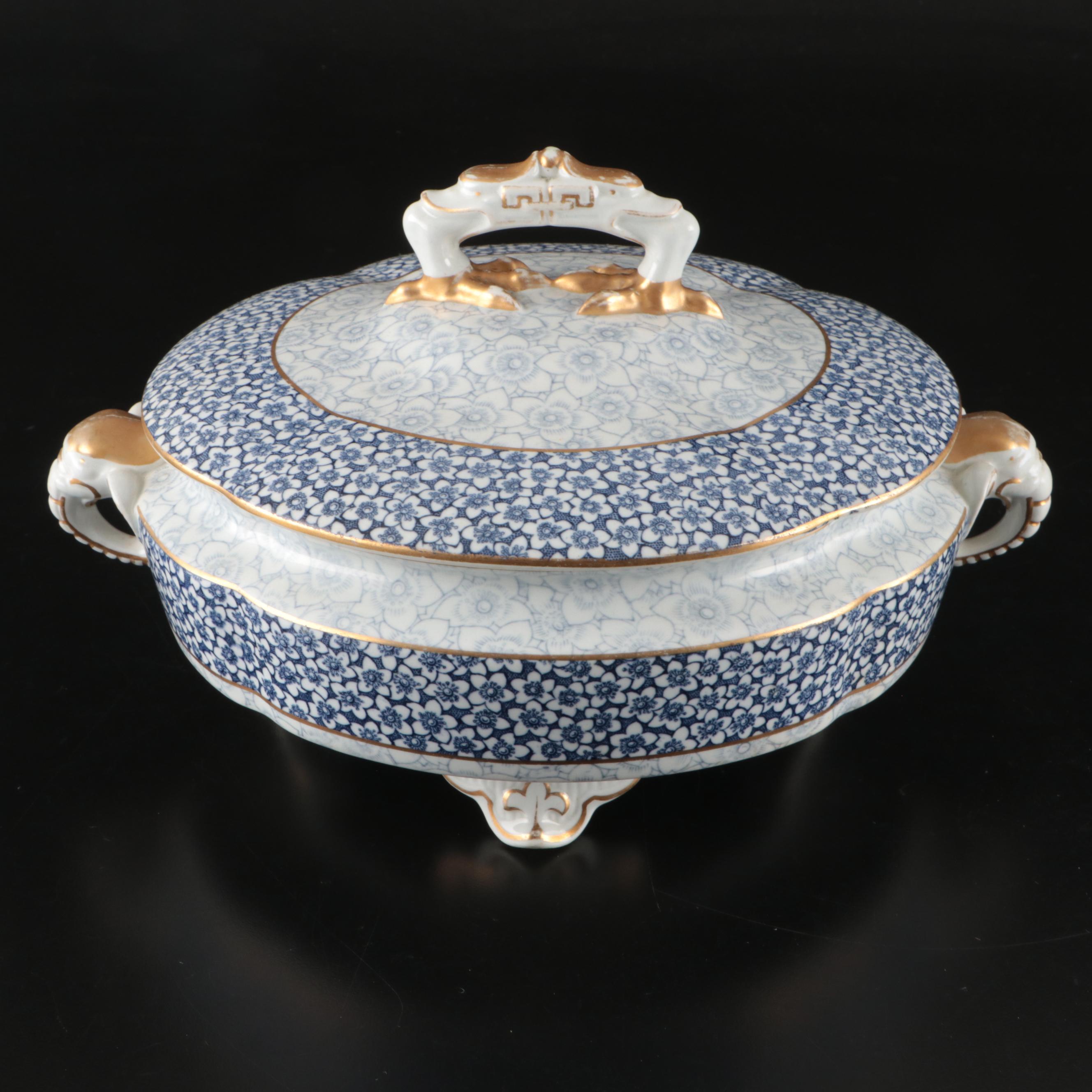 Royal Worcester Blue Floral Gold Gilt Porcelain Dinnerware