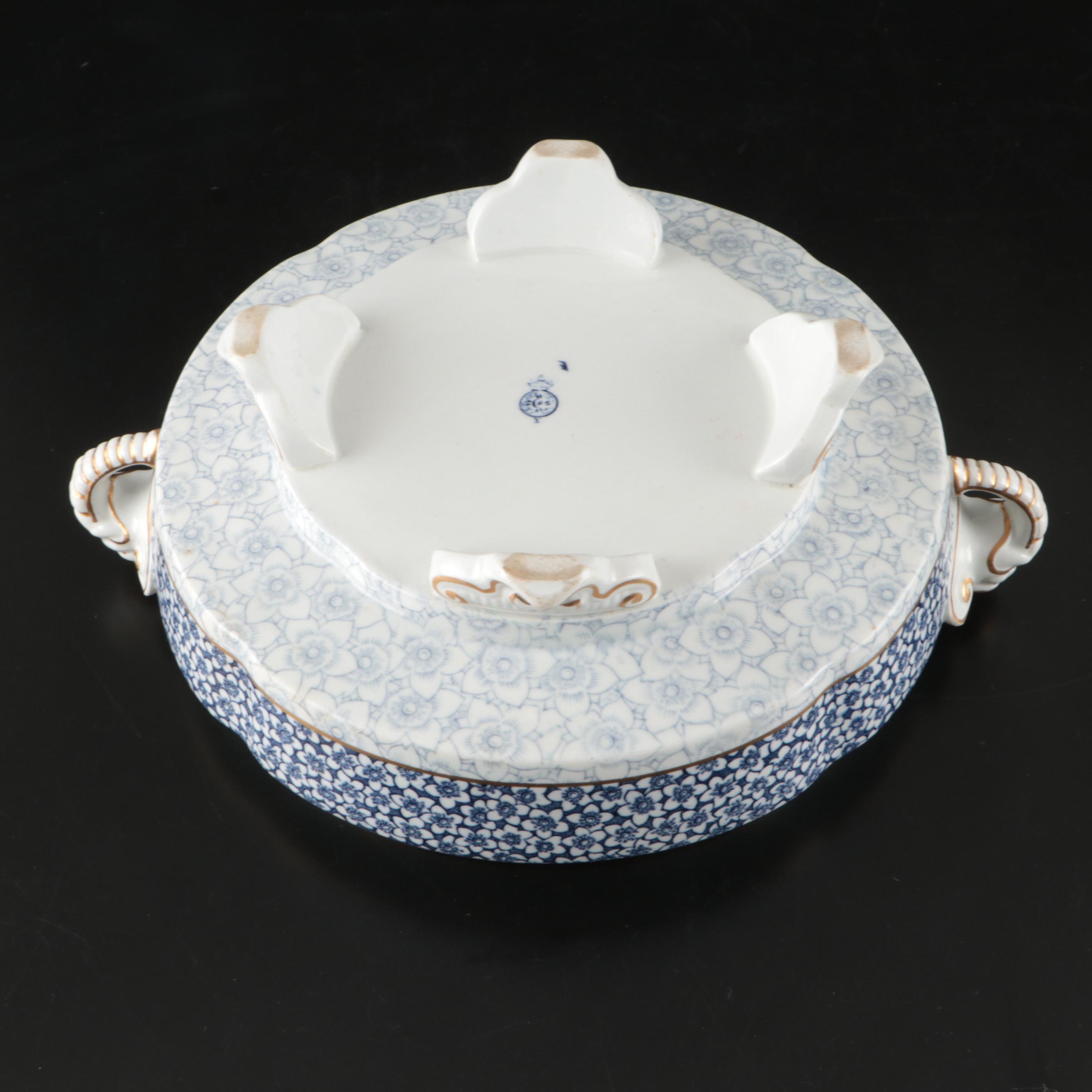 Royal Worcester Blue Floral Gold Gilt Porcelain Dinnerware