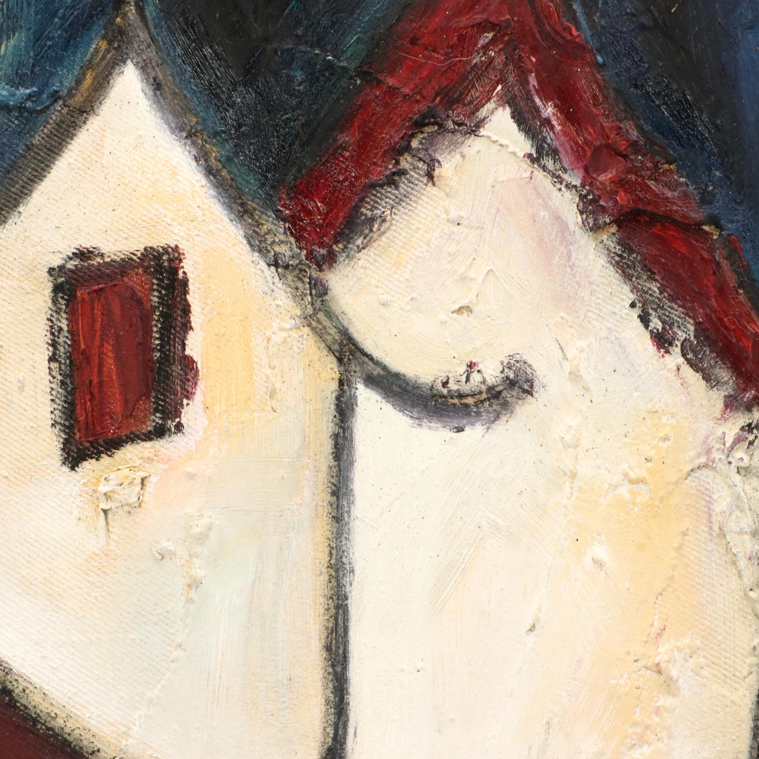 Leonie Erasmus Abstract Village Landscape Oil Painting