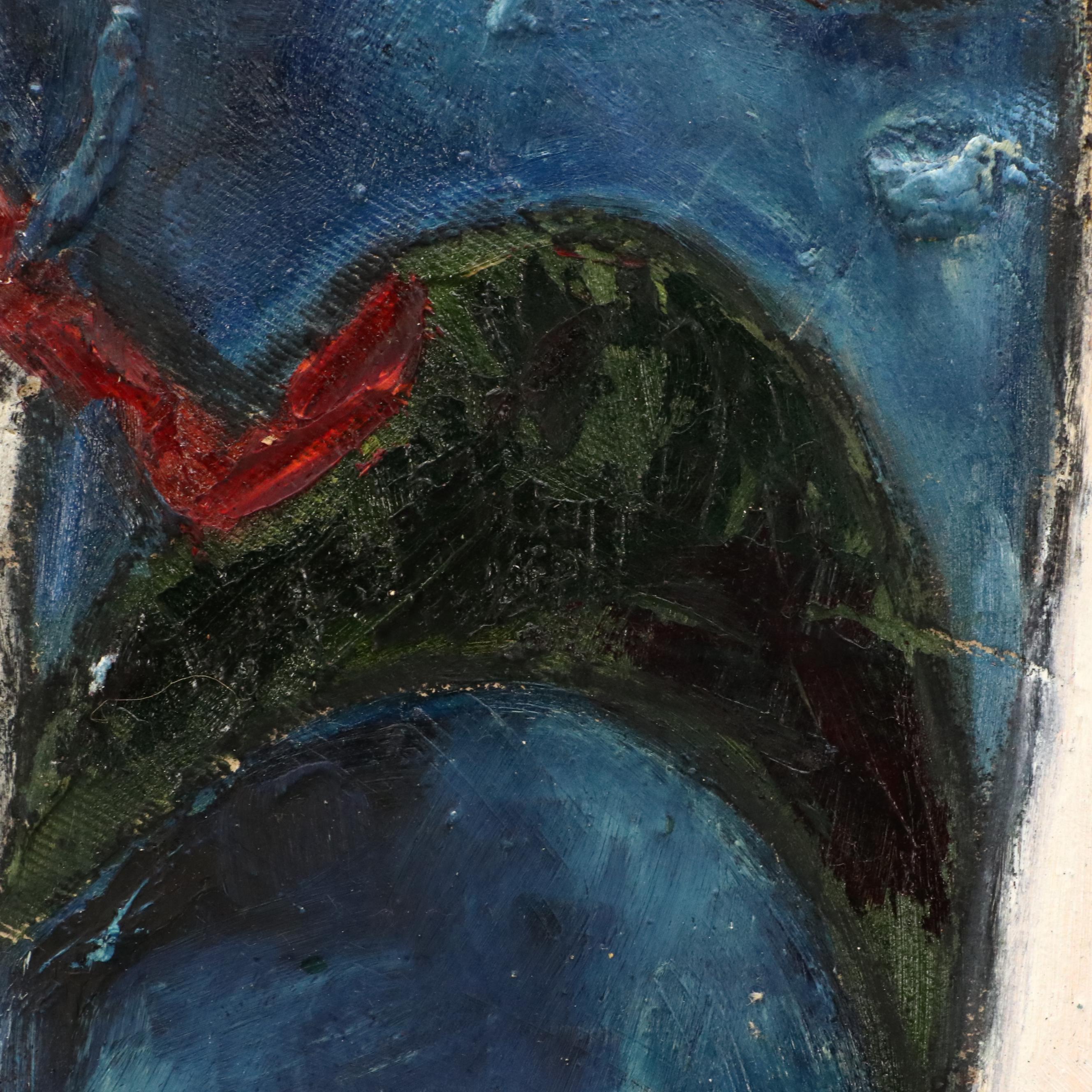 Leonie Erasmus Abstract Village Landscape Oil Painting