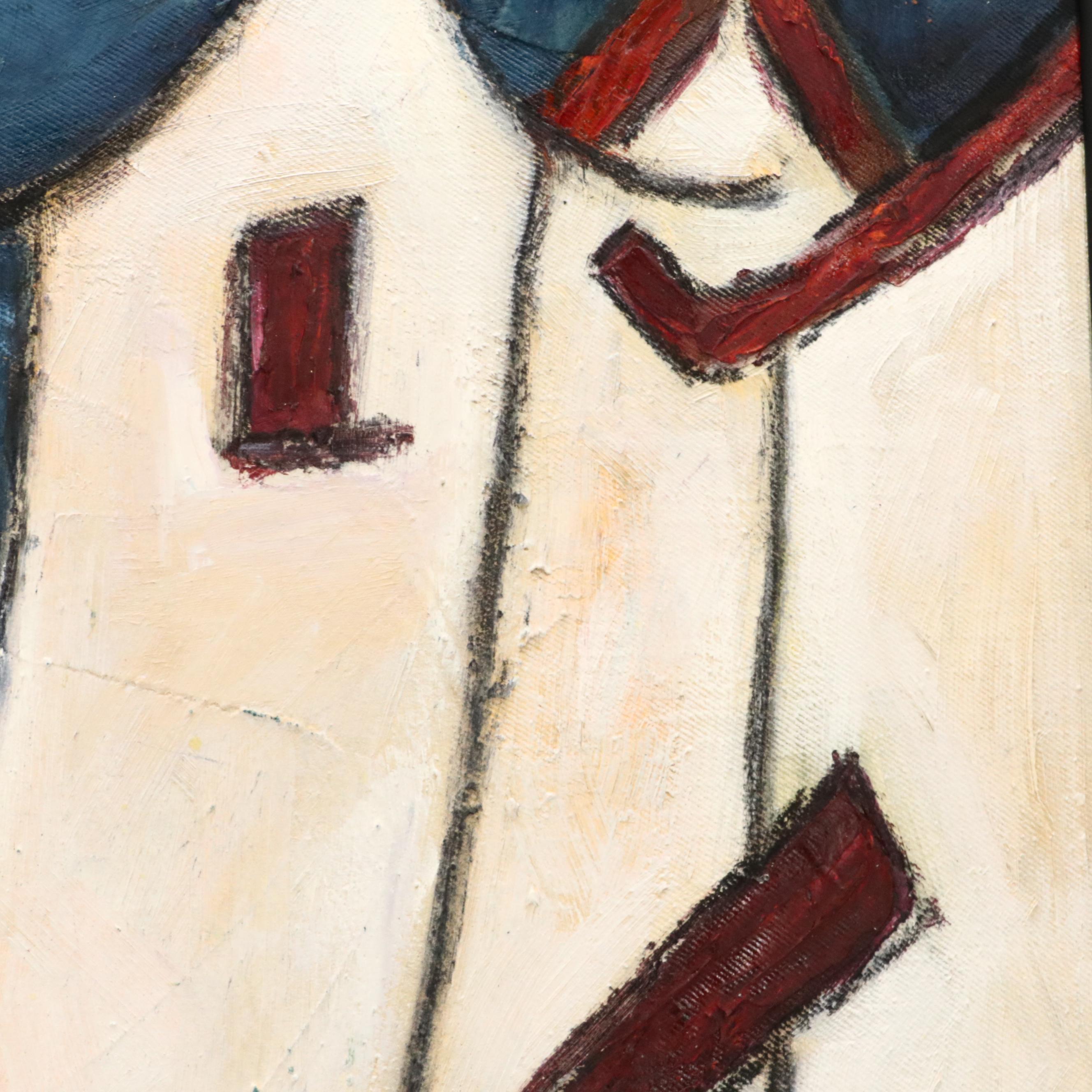 Leonie Erasmus Abstract Village Landscape Oil Painting