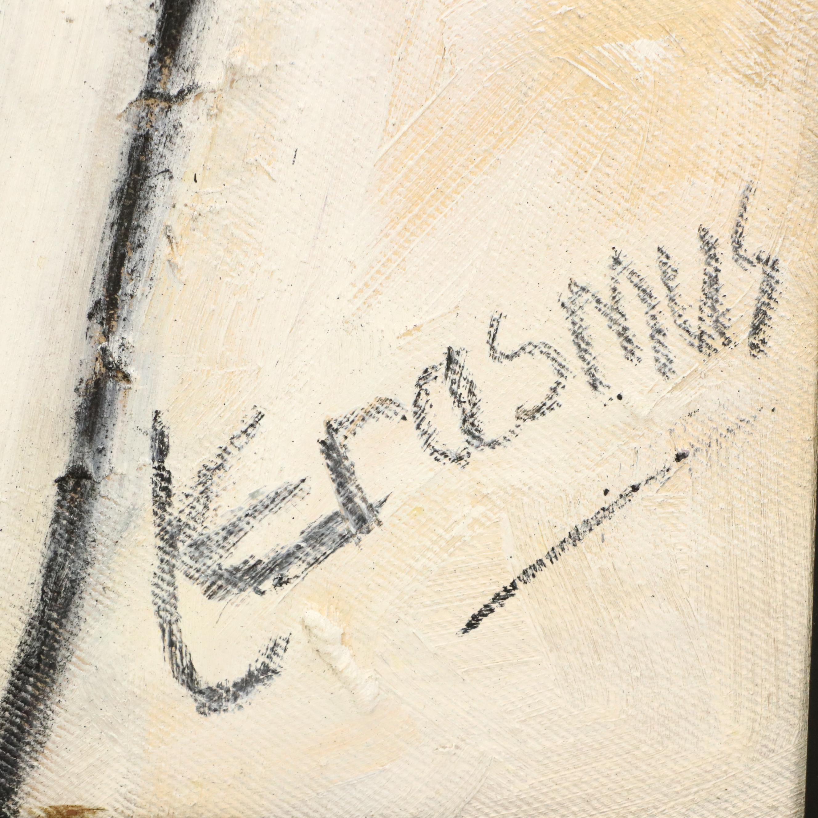 Leonie Erasmus Abstract Village Landscape Oil Painting