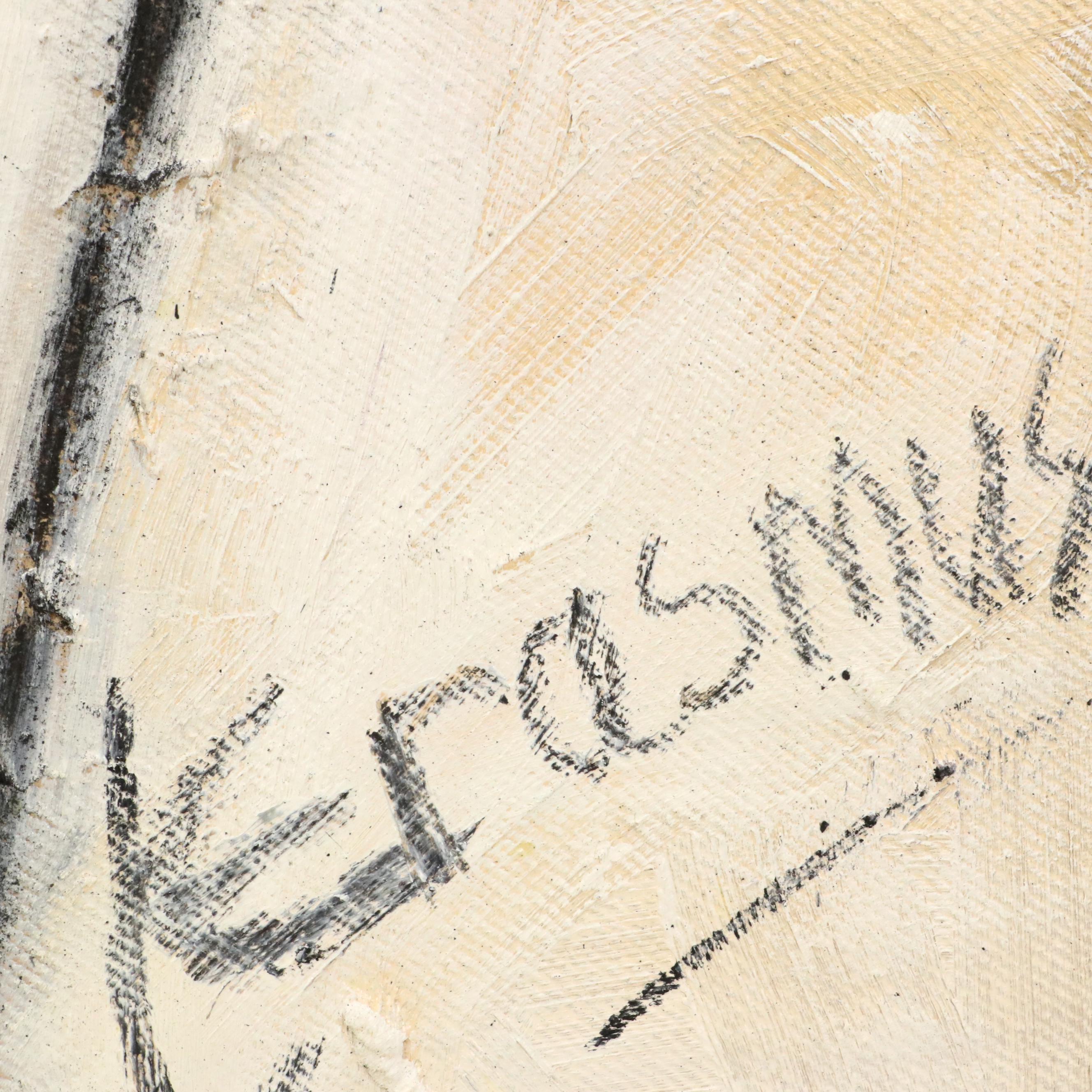 Leonie Erasmus Abstract Village Landscape Oil Painting