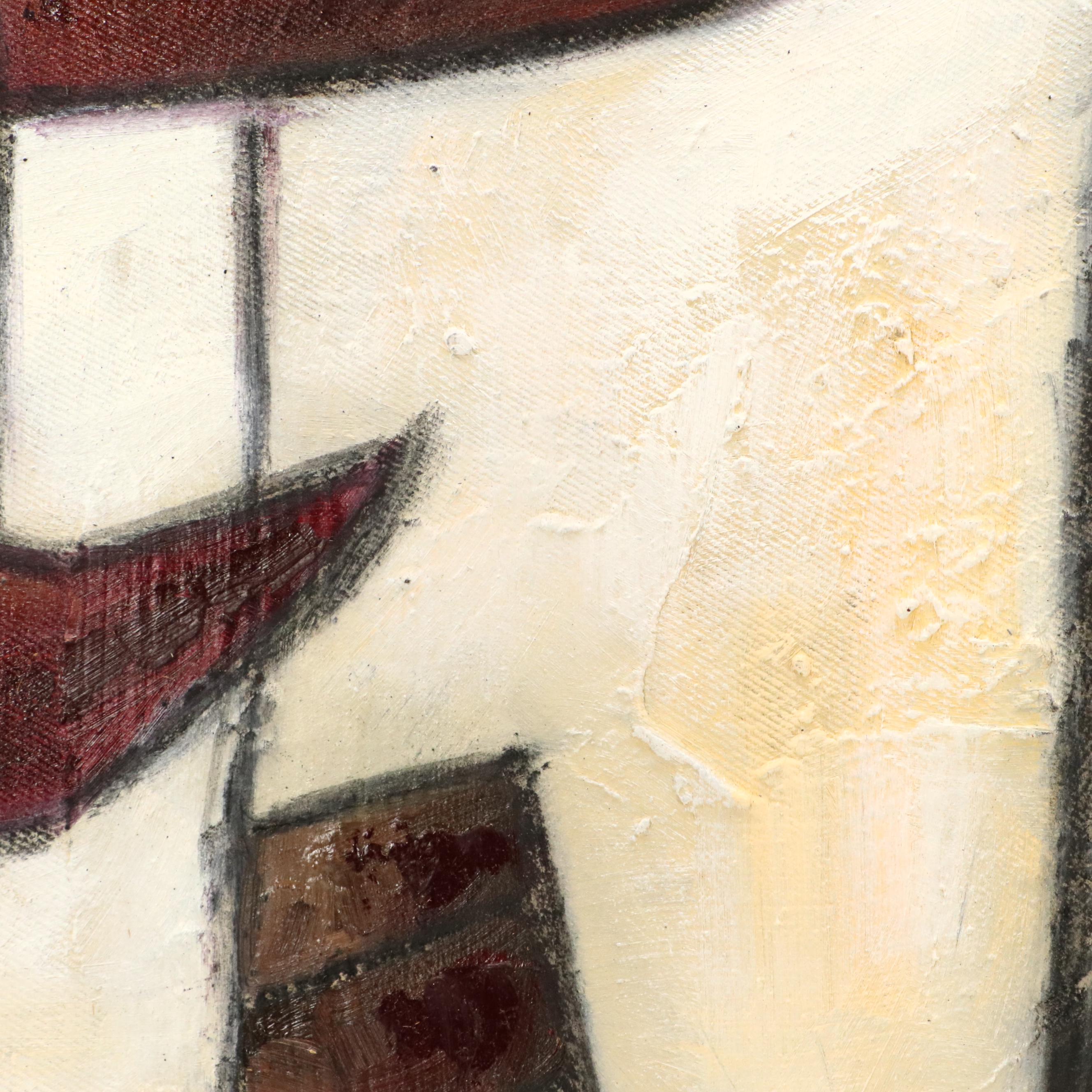 Leonie Erasmus Abstract Village Landscape Oil Painting