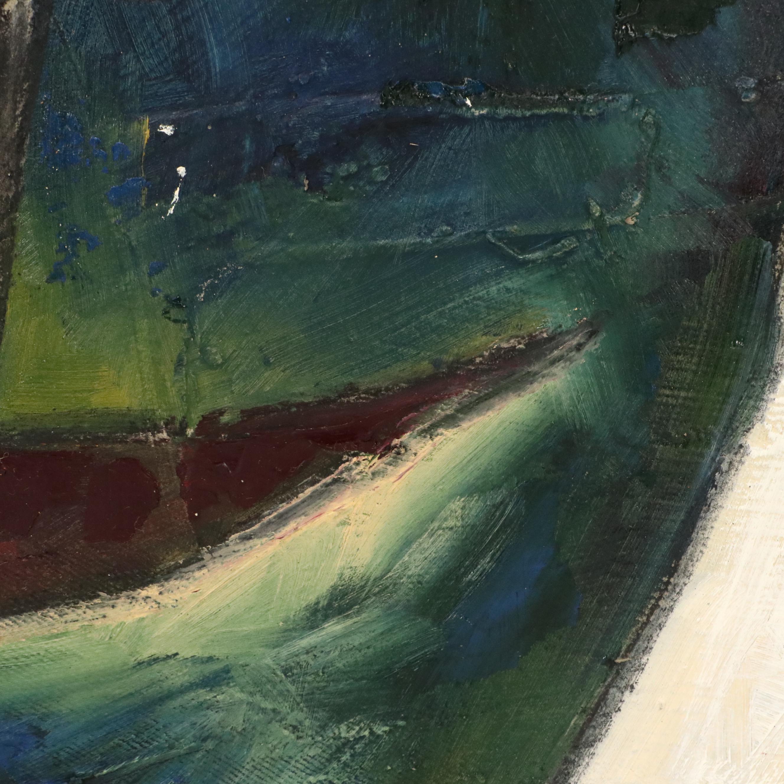 Leonie Erasmus Abstract Village Landscape Oil Painting