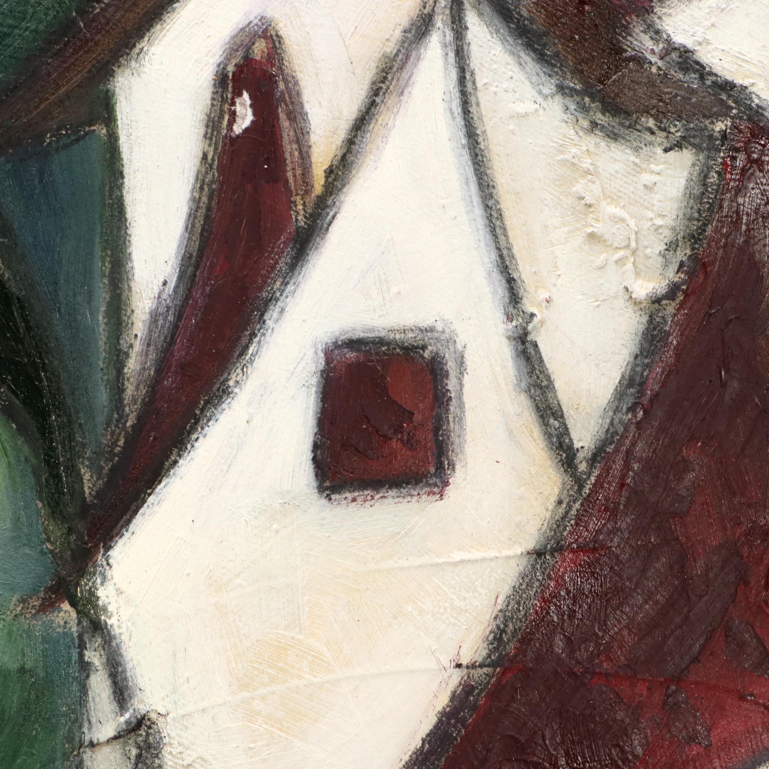 Leonie Erasmus Abstract Village Landscape Oil Painting