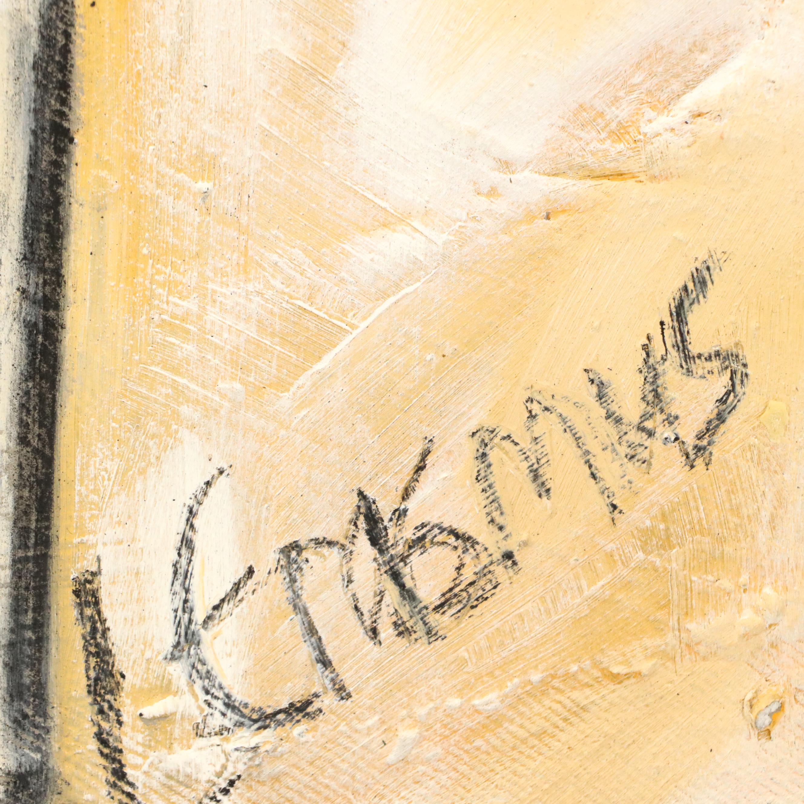 Leonie Erasmus Abstract Village Landscape Oil Painting