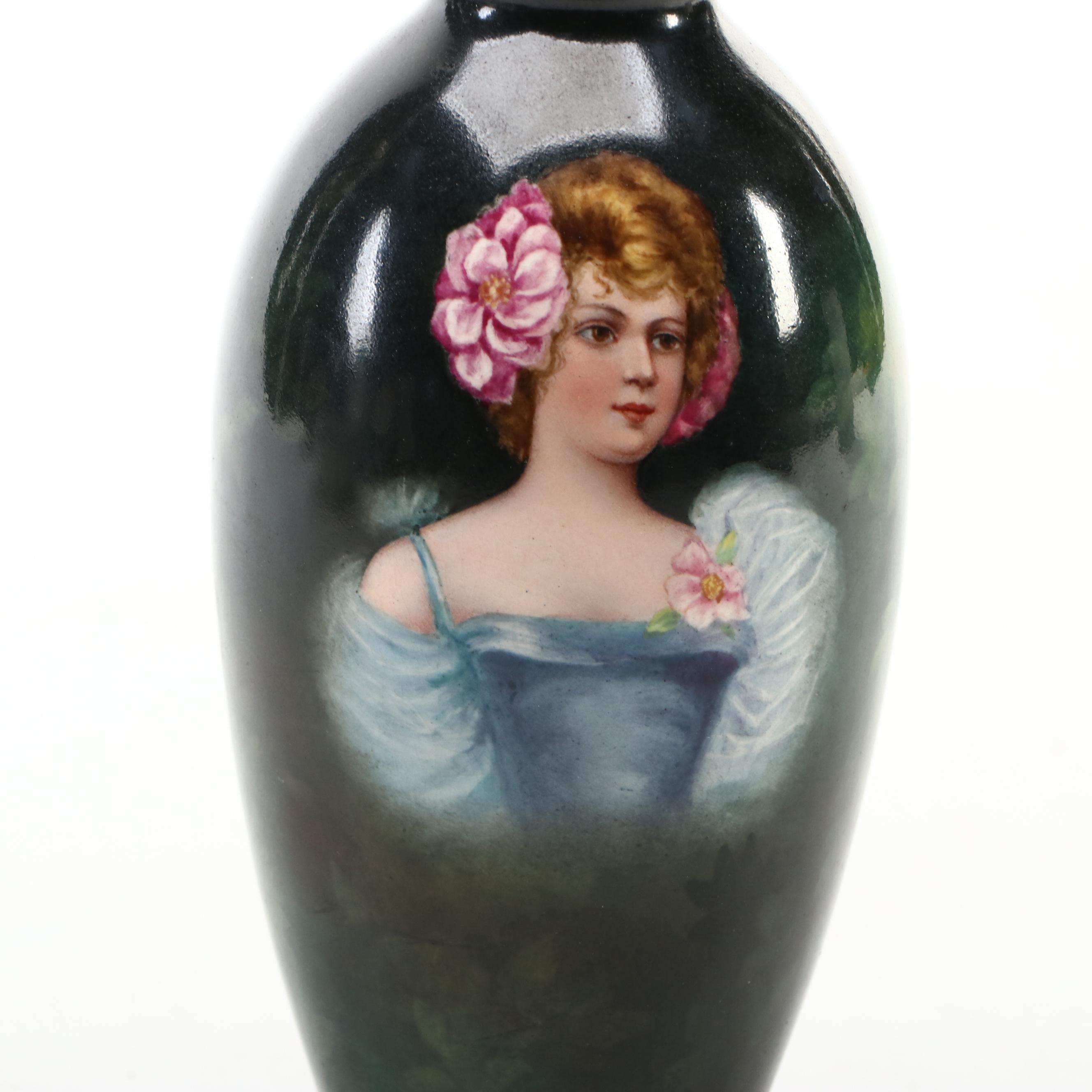 Royal Bonn German Hand-Painted Portrait Vase, Late 19th Century
