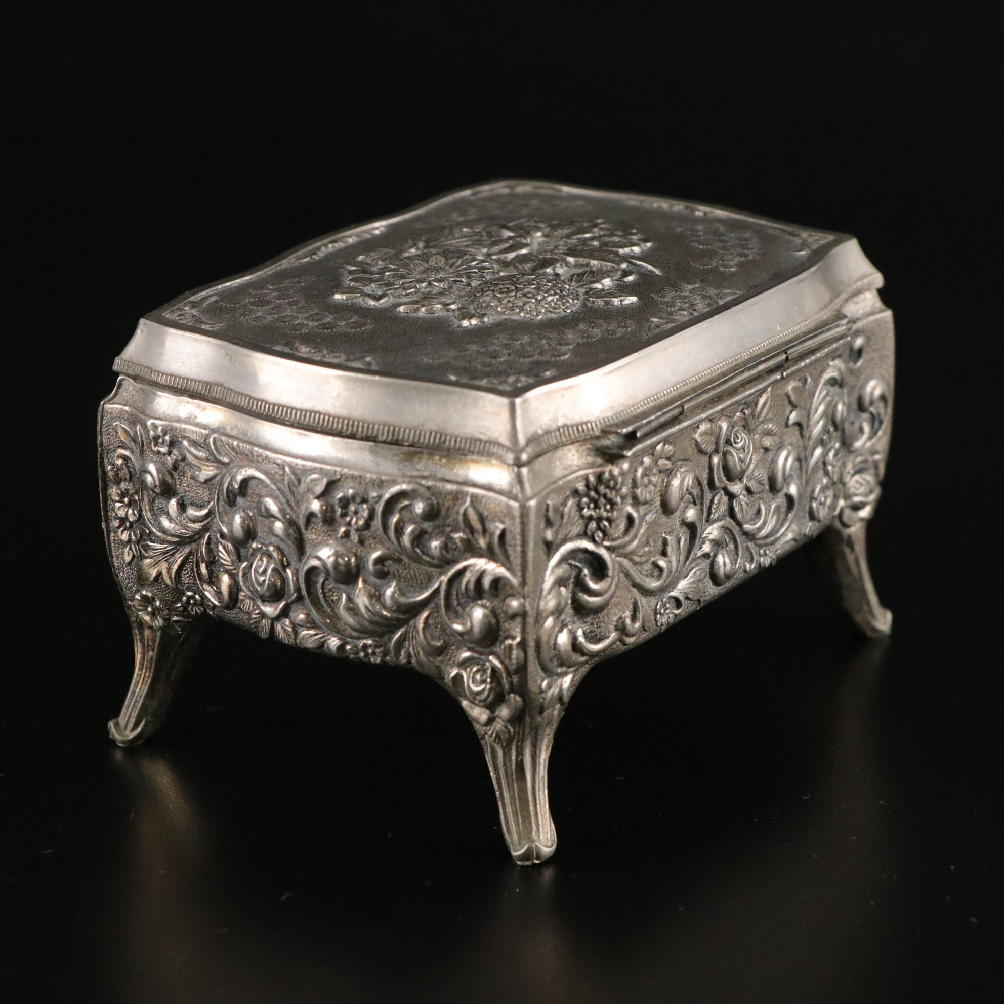 Jay Strongwate Enameled Mini Mirror with Repoussé Jewelry Box