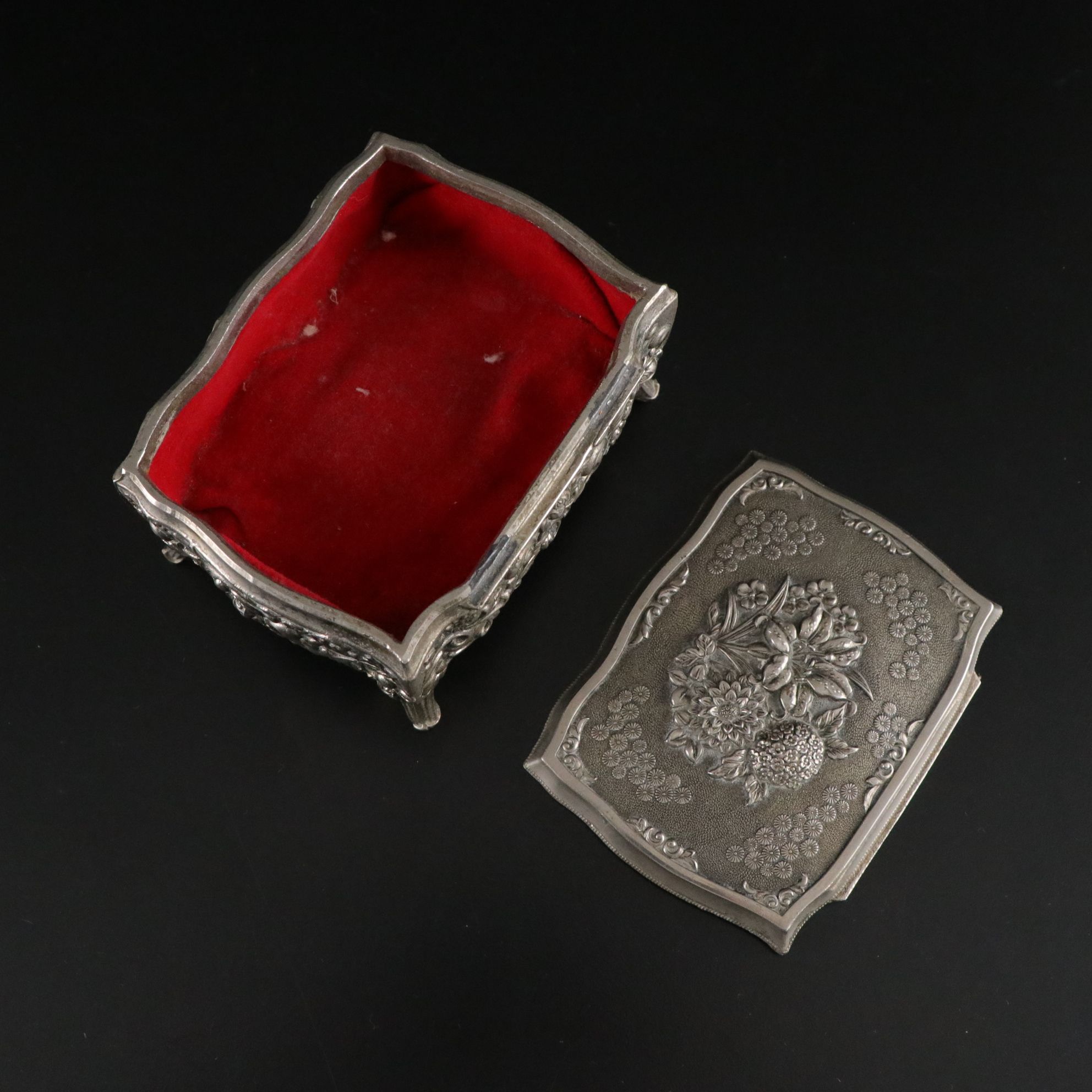 Jay Strongwate Enameled Mini Mirror with Repoussé Jewelry Box