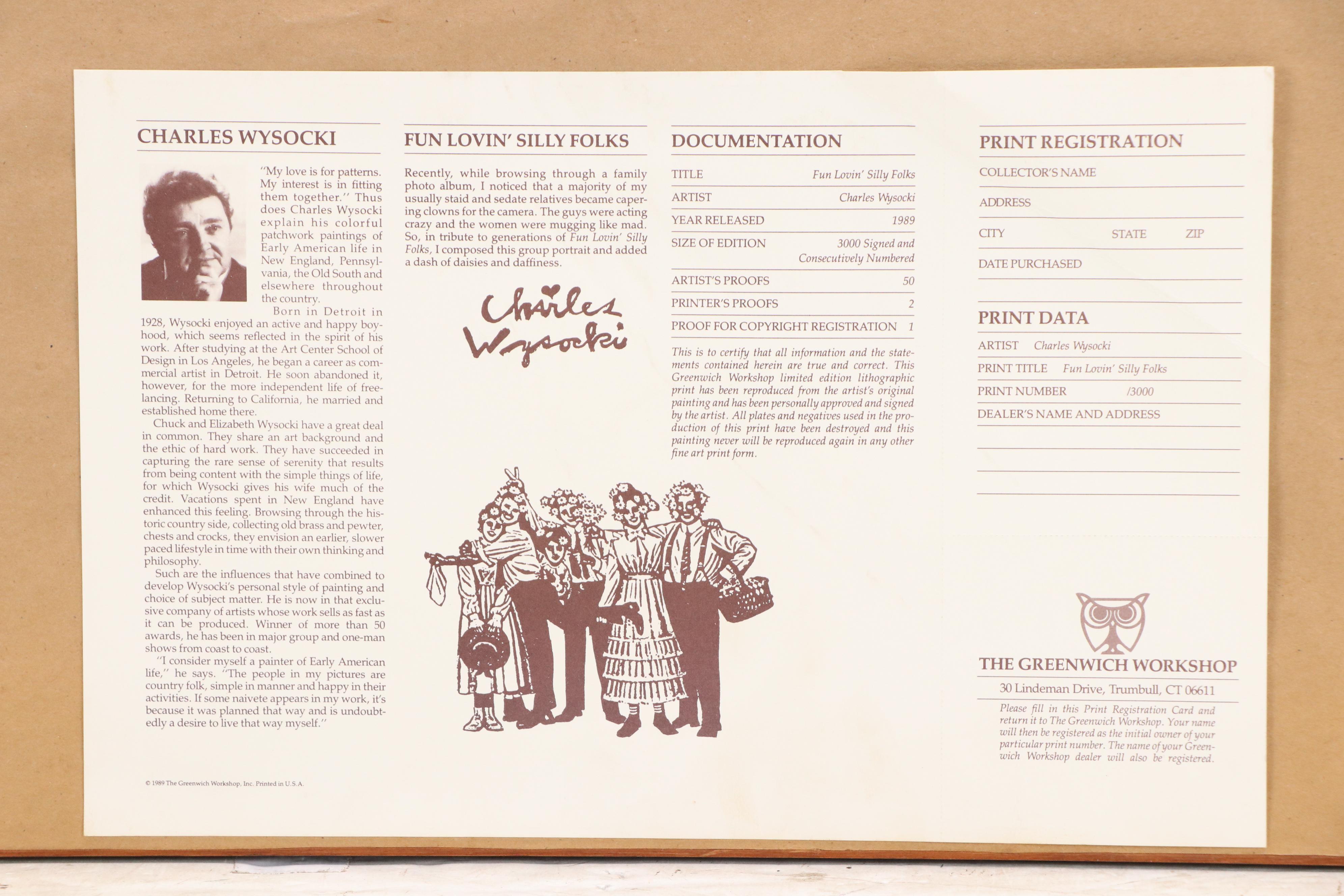 Charles Wysocki Offset Lithograph "Fun Lovin' Silly Folks," 1989