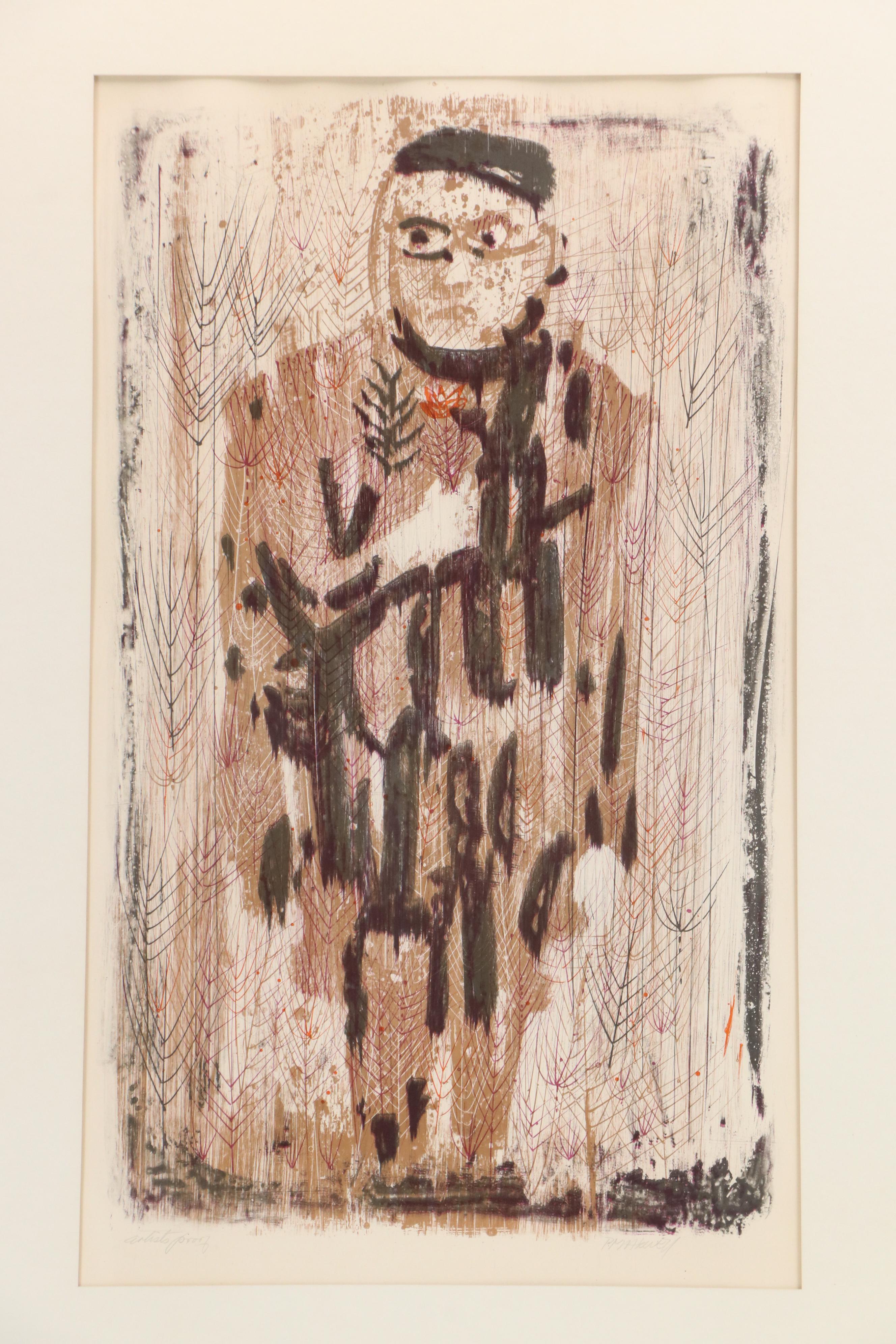 Paul E. Maxwell Modern Chromolithograph of Figure, Circa 1960