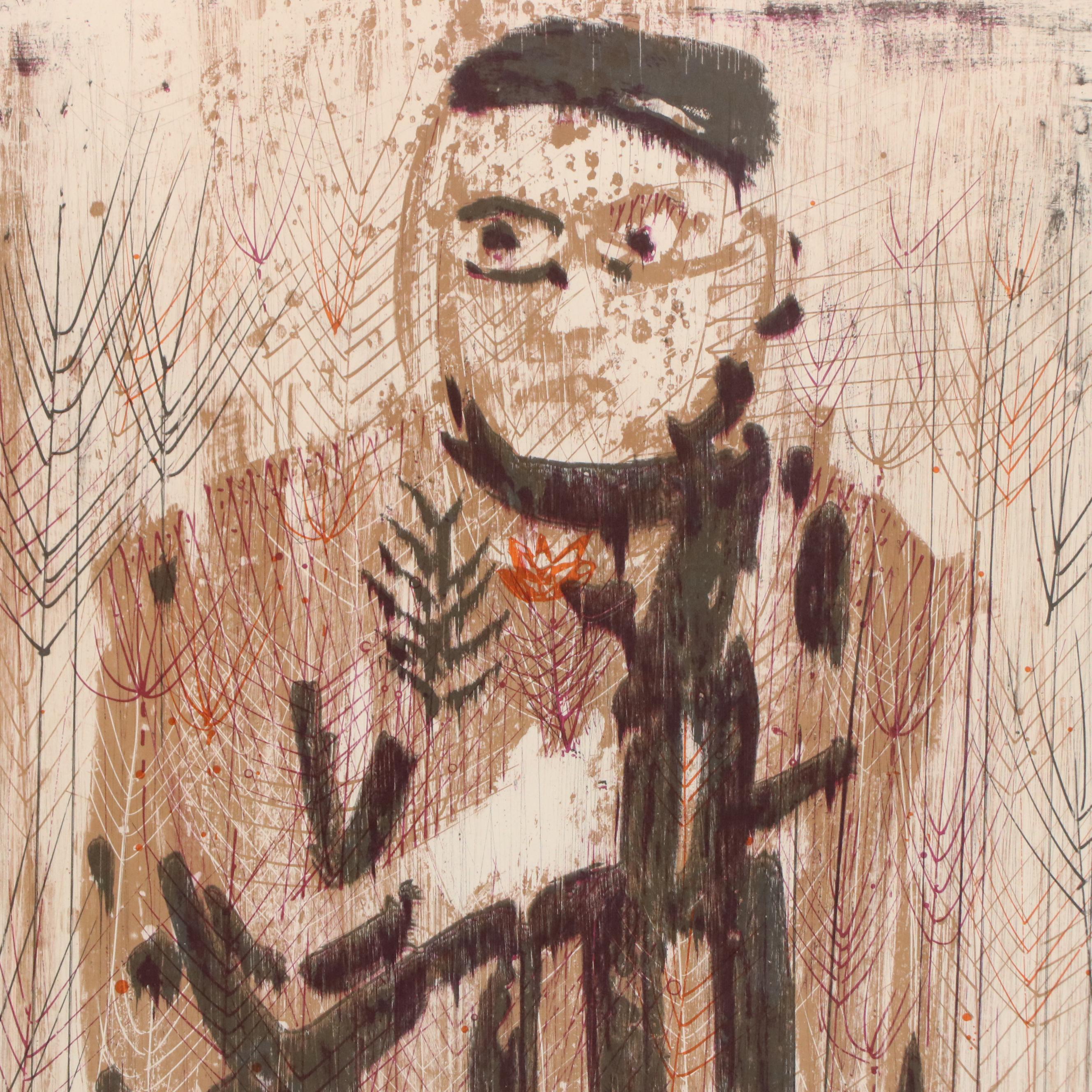 Paul E. Maxwell Modern Chromolithograph of Figure, Circa 1960