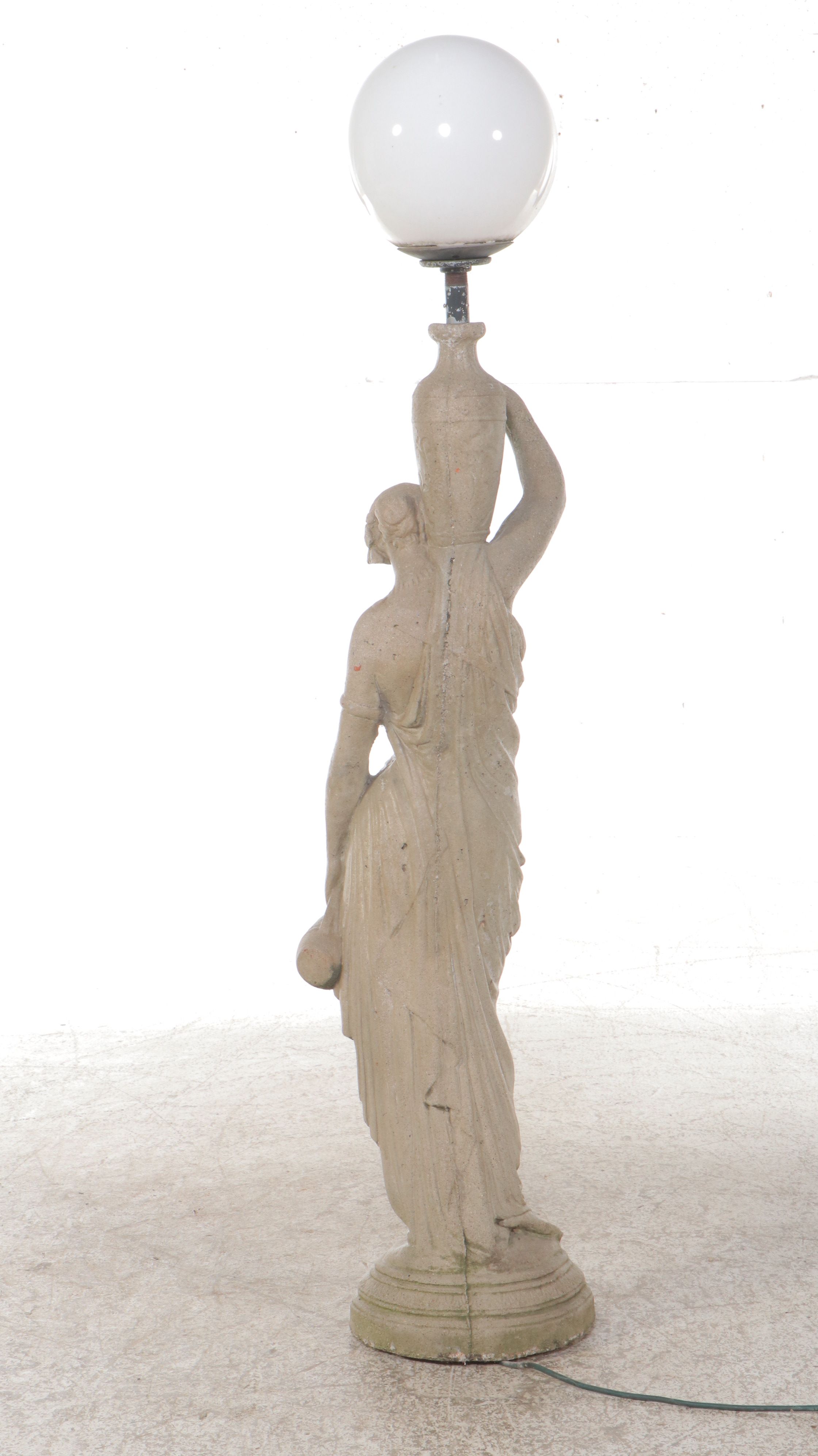 Monumental Neoclassical Nymph Figural Garden Lamp