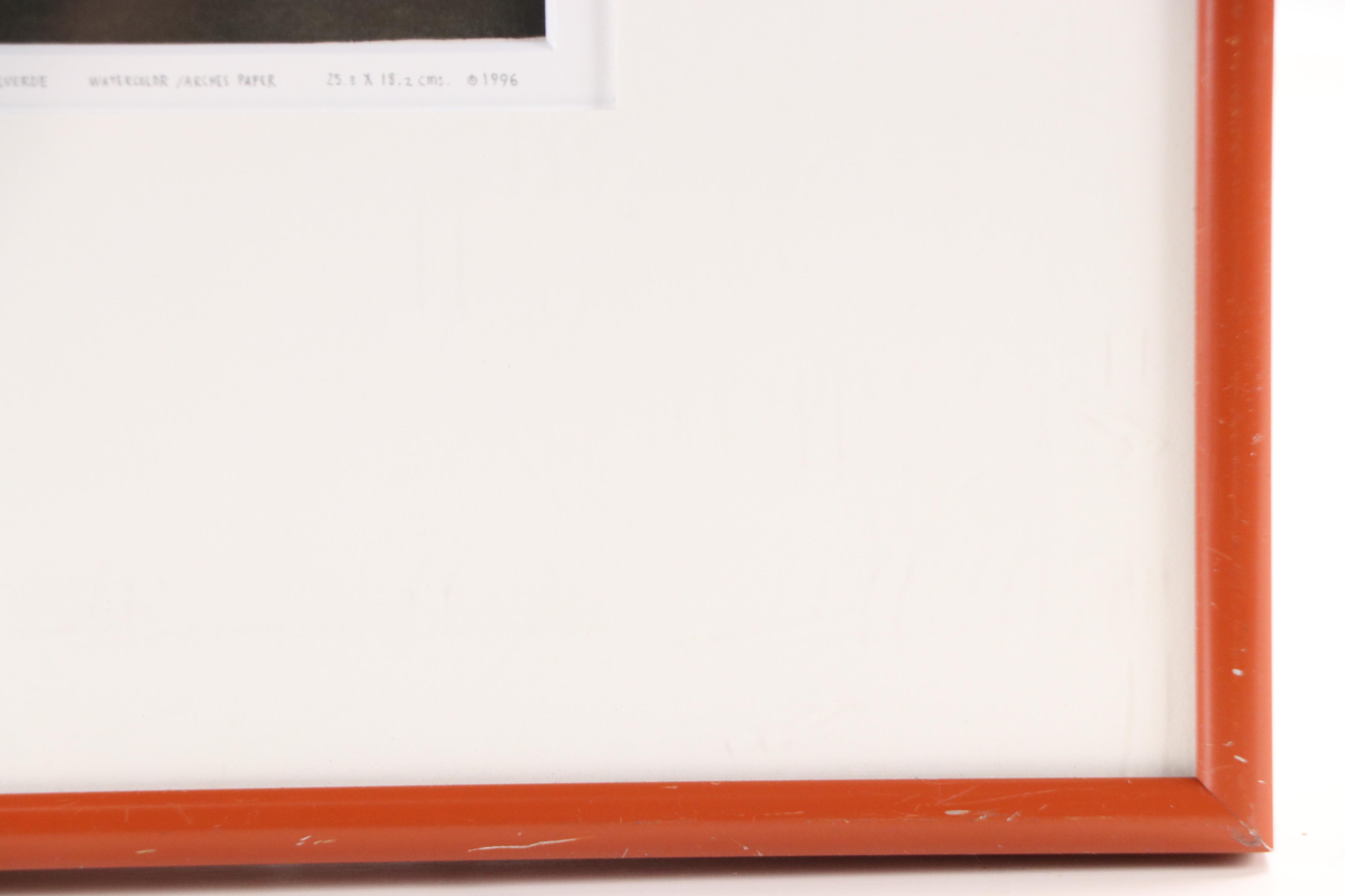 Francisco Valverde Watercolor Painting of Surrealist Nude Portrait, 1996