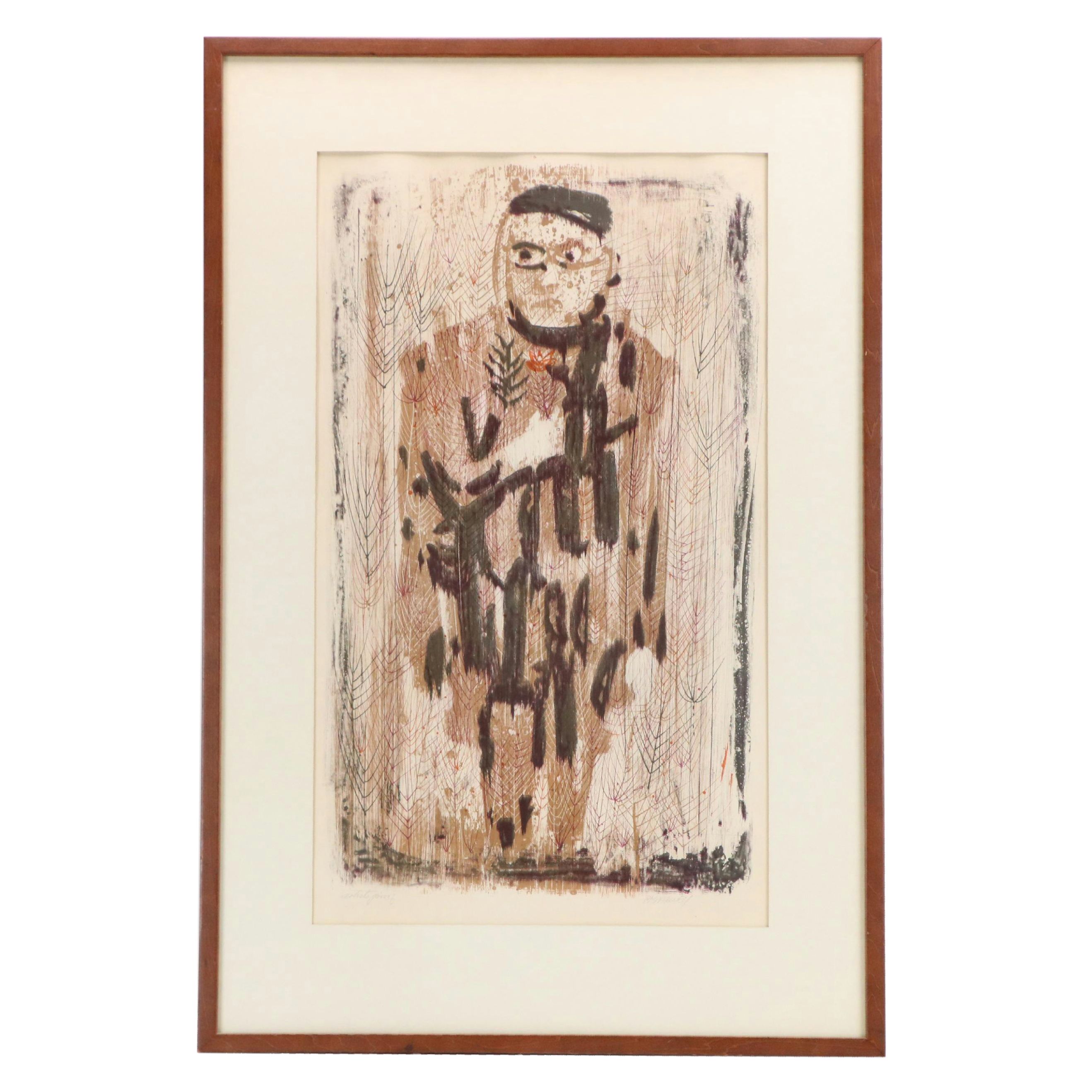 Paul E. Maxwell Modern Chromolithograph of Figure, Circa 1960