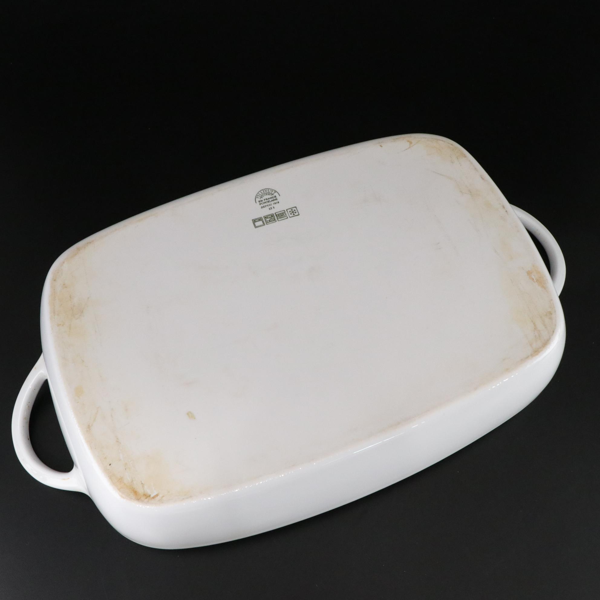 Pillivuyt Porcelain Baking Dish with Teapot, Bone Dishes, and Two Jewelry Stands