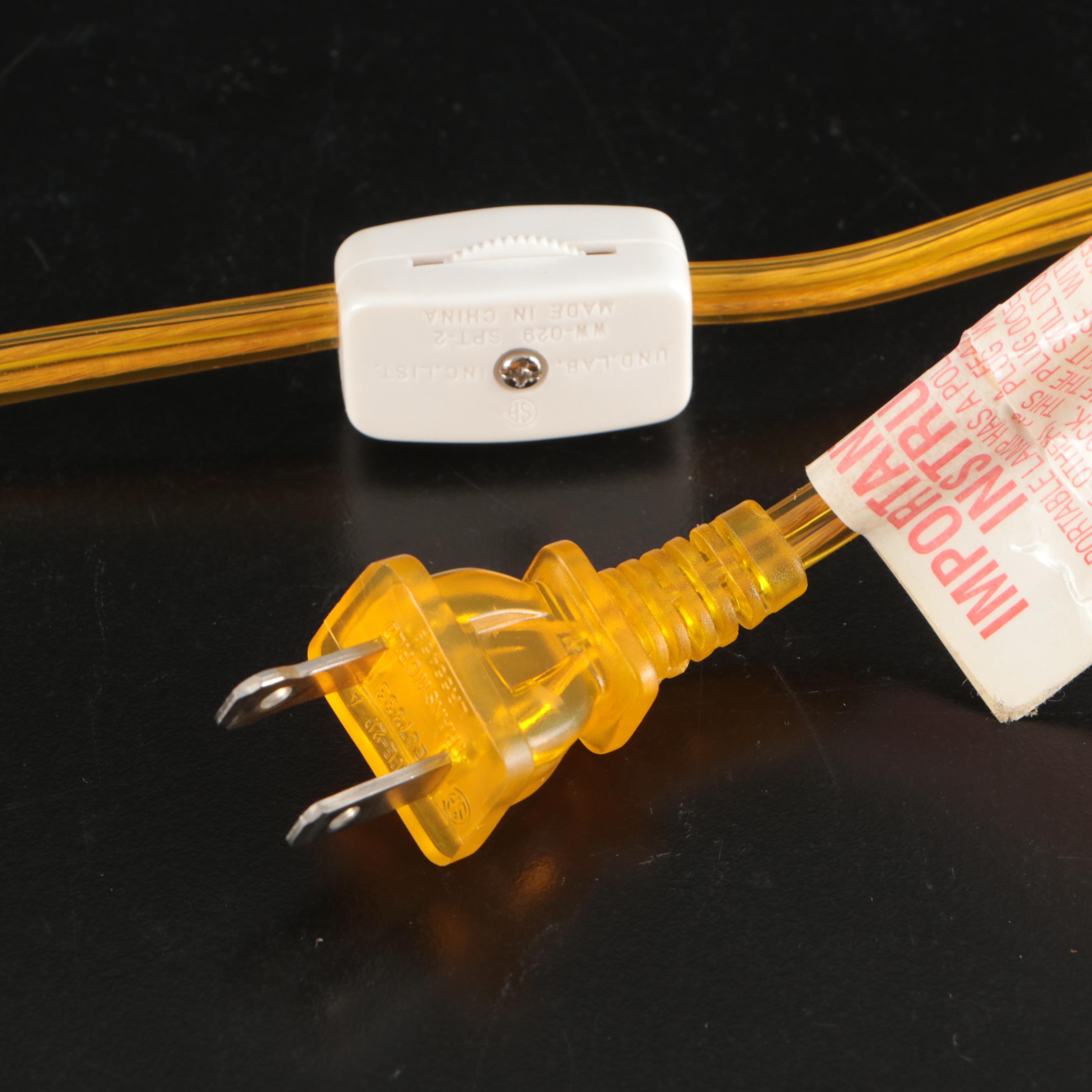 Pair of Vintage Brass and Glass Torchère Table Lamps