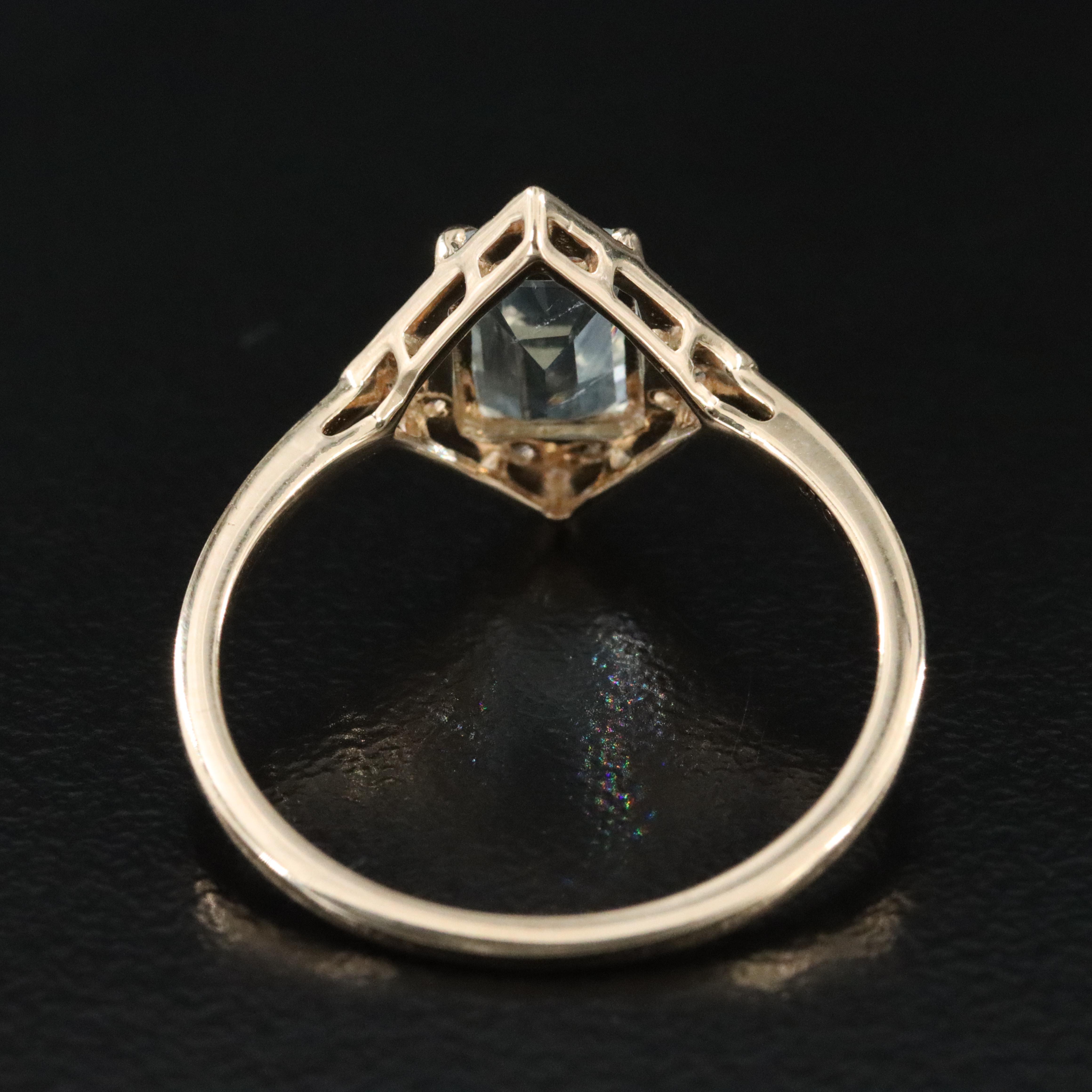 14K Aquamarine and White Sapphire Ring
