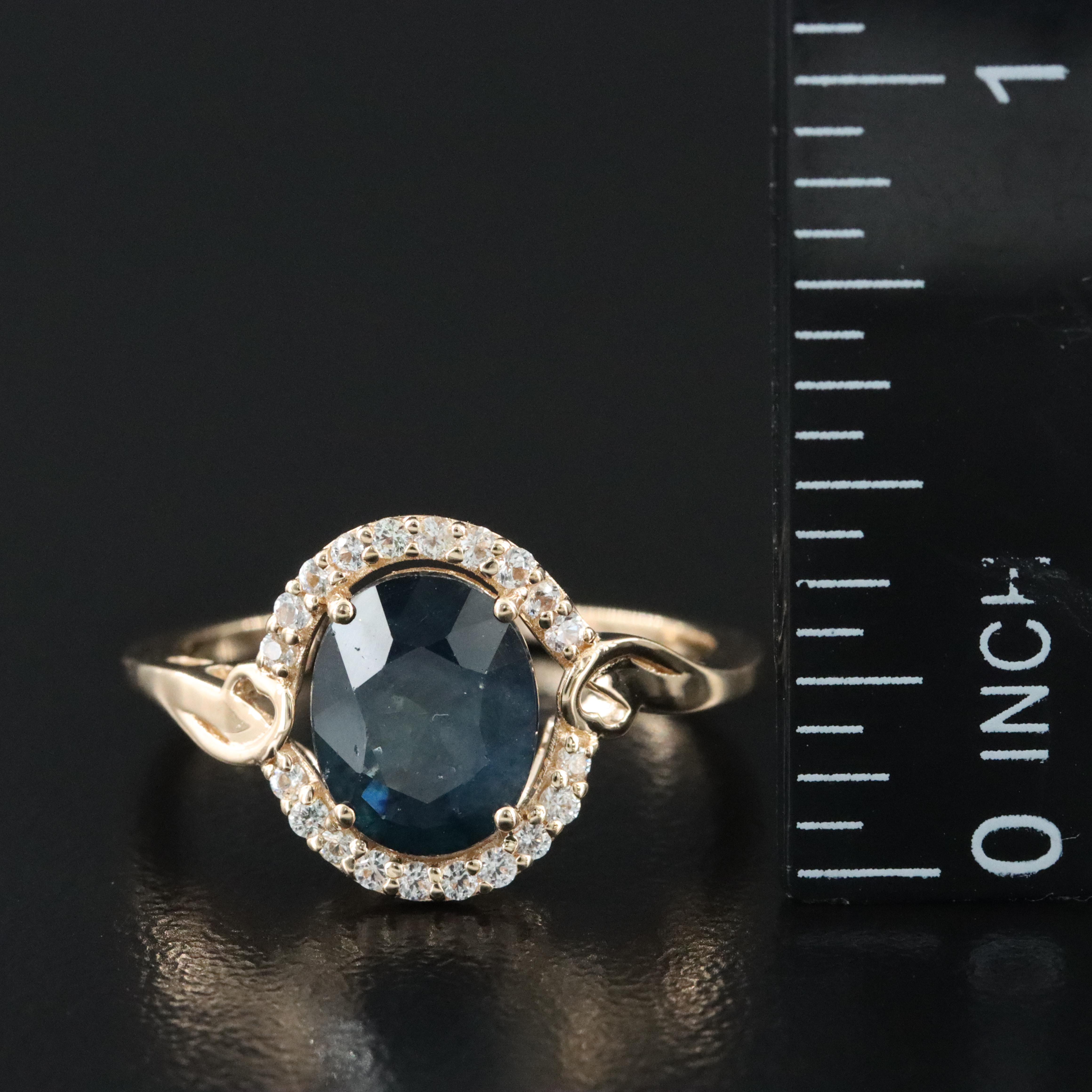 14K 1.80 CT Sapphire and White Sapphire Ring