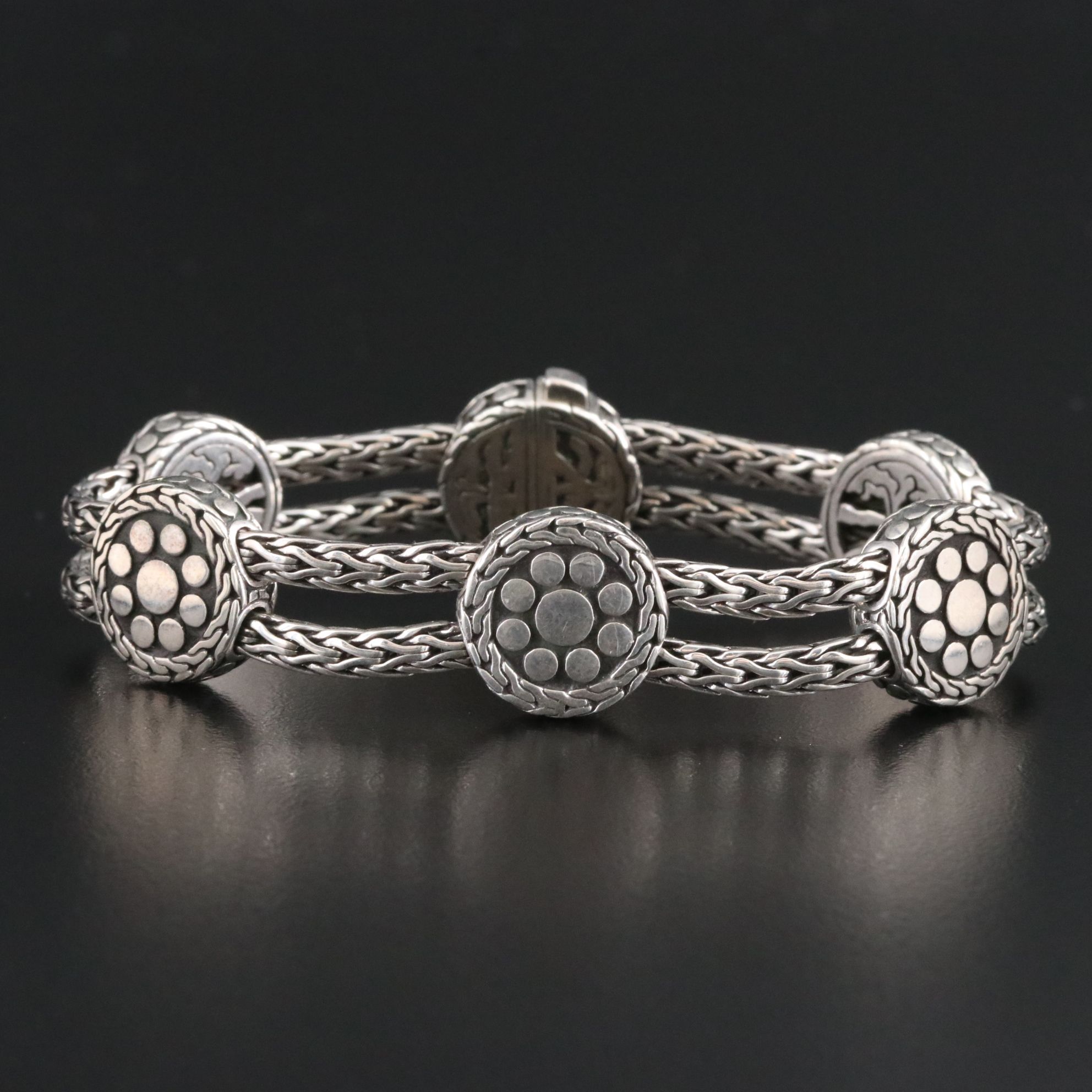 John Hardy Sterling Dot Disc Station Bracelet