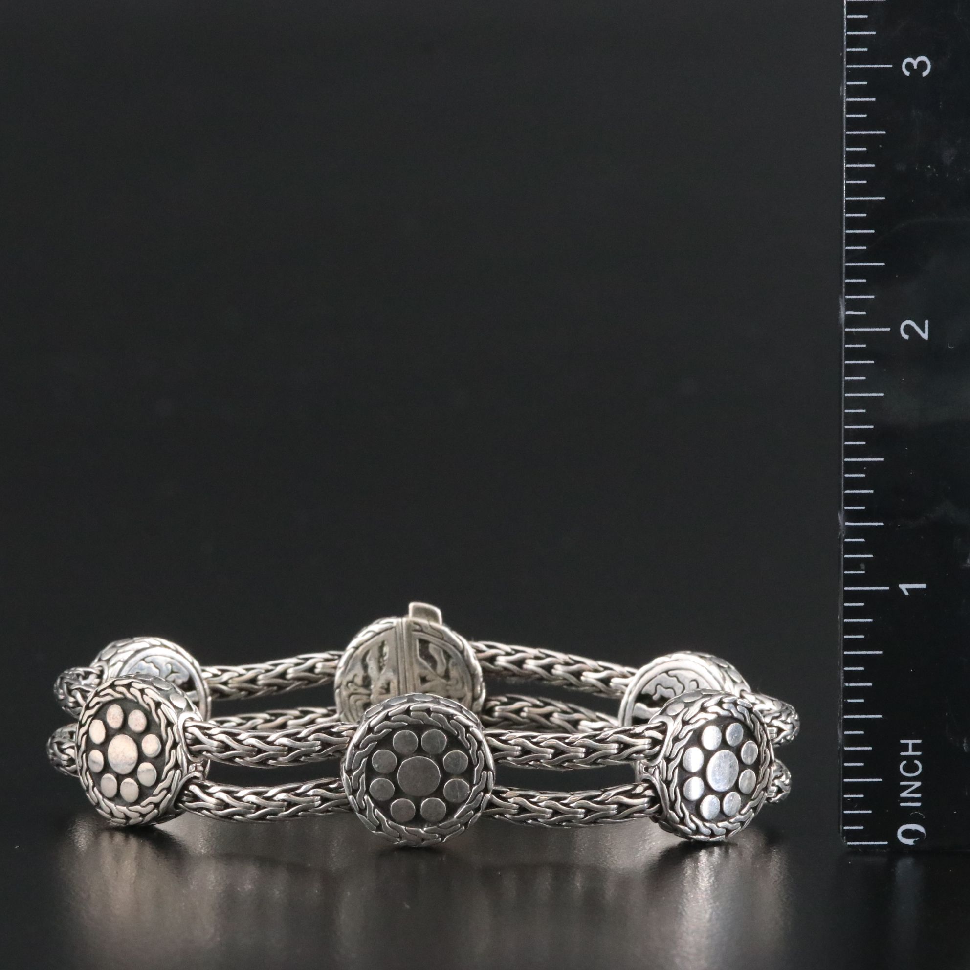 John Hardy Sterling Dot Disc Station Bracelet