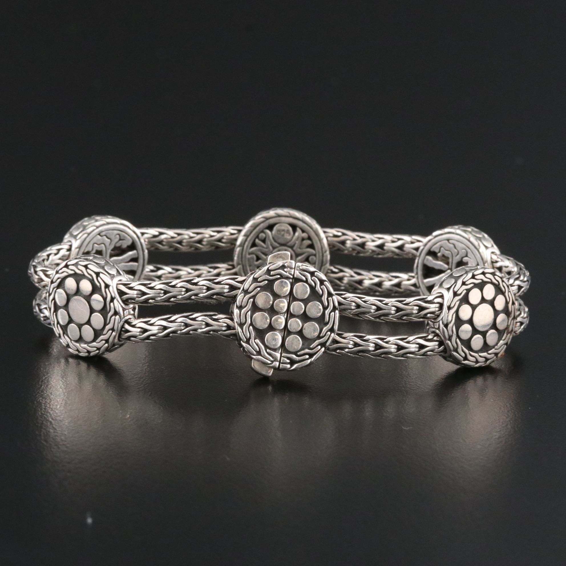John Hardy Sterling Dot Disc Station Bracelet