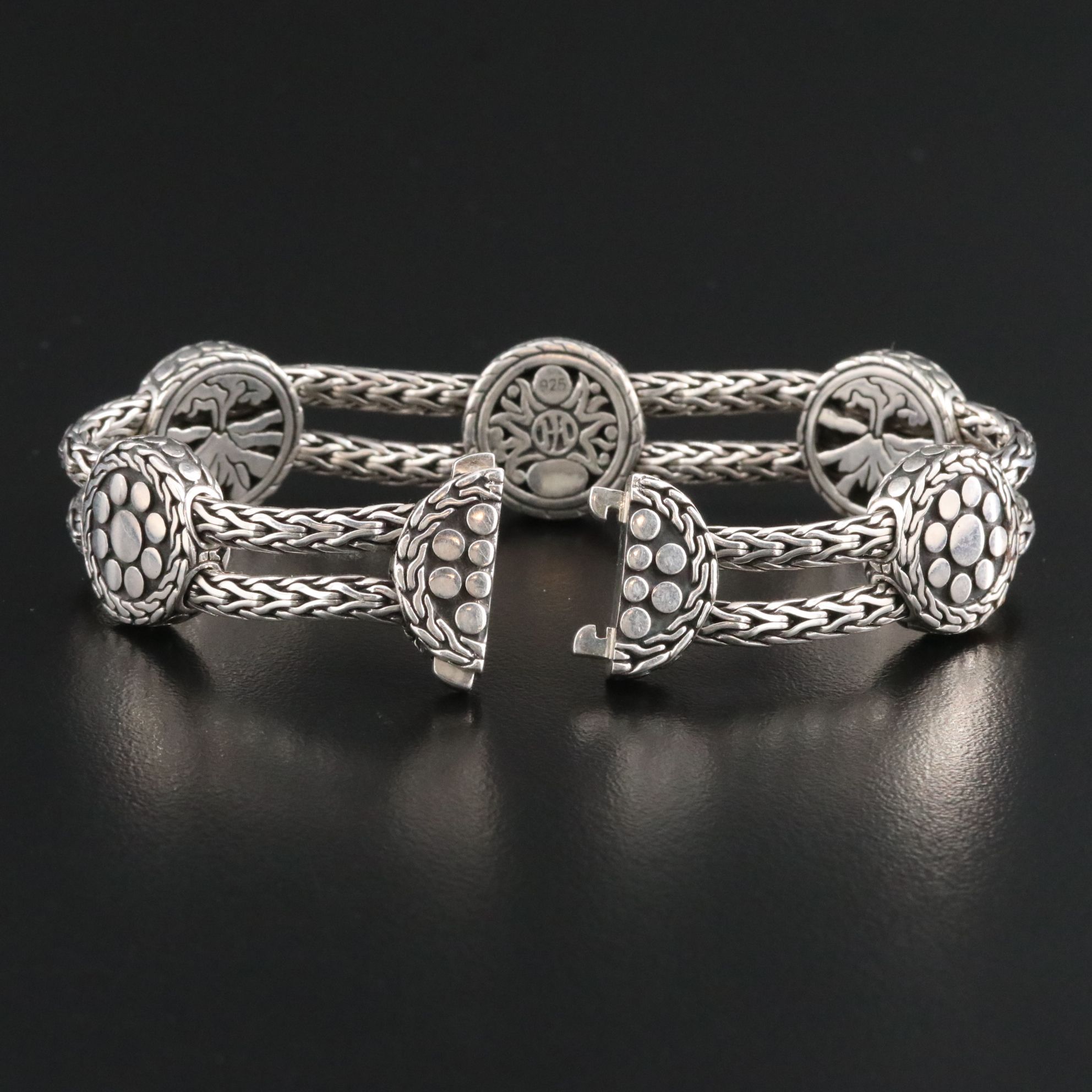 John Hardy Sterling Dot Disc Station Bracelet