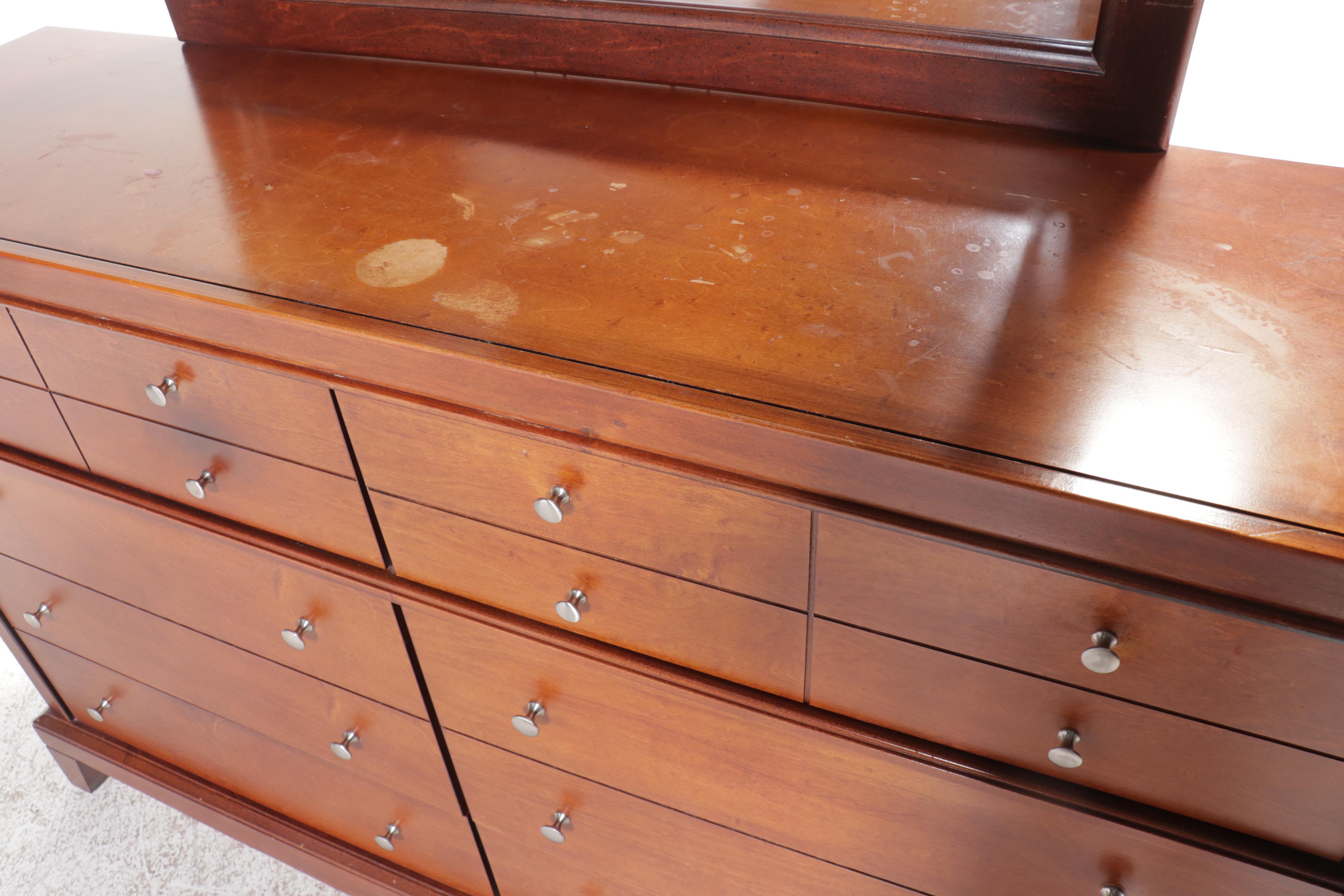 Bassett Furniture Contemporary Shaker Style Cherry Dresser