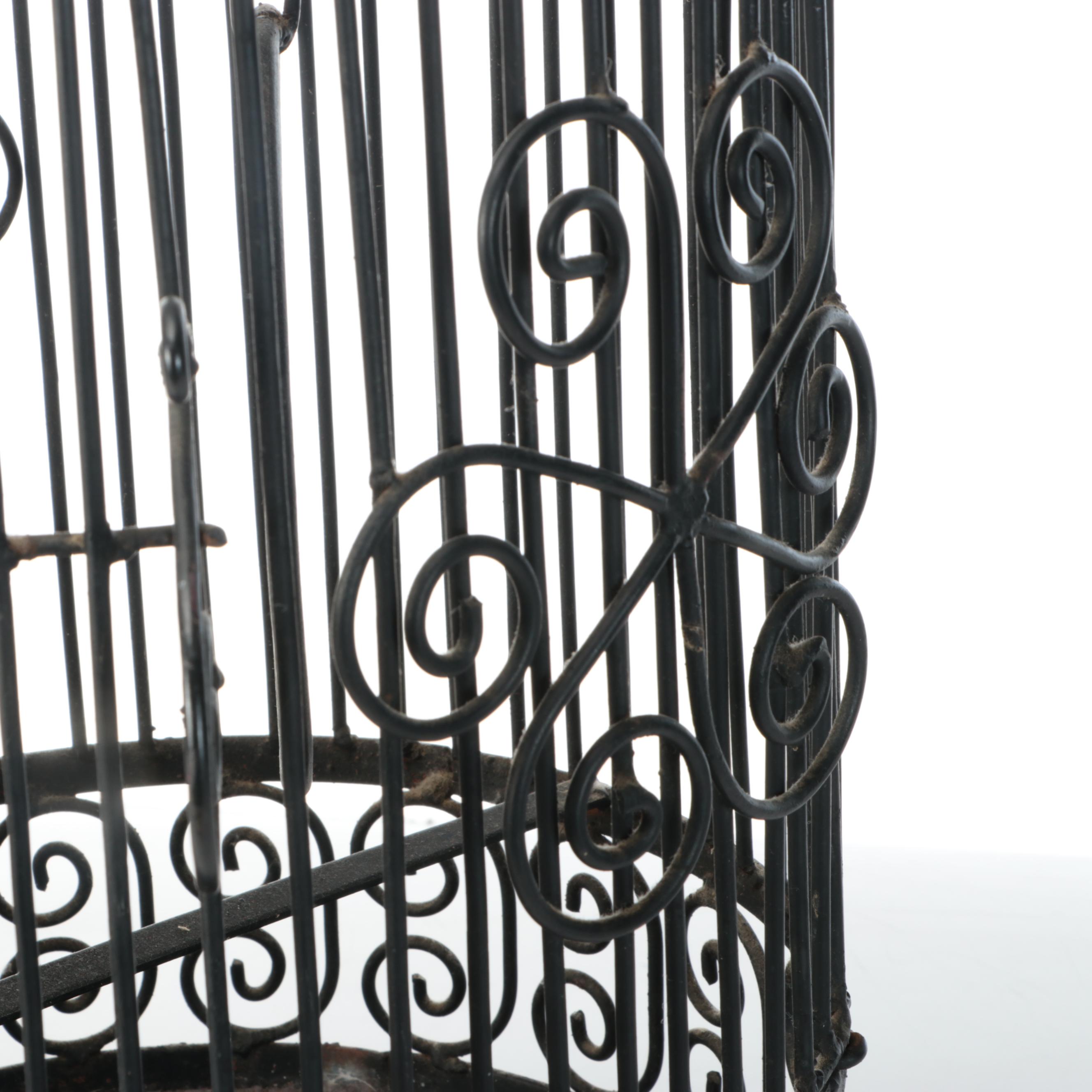 Victorian Style Wrought Iron Hanging Birdcage