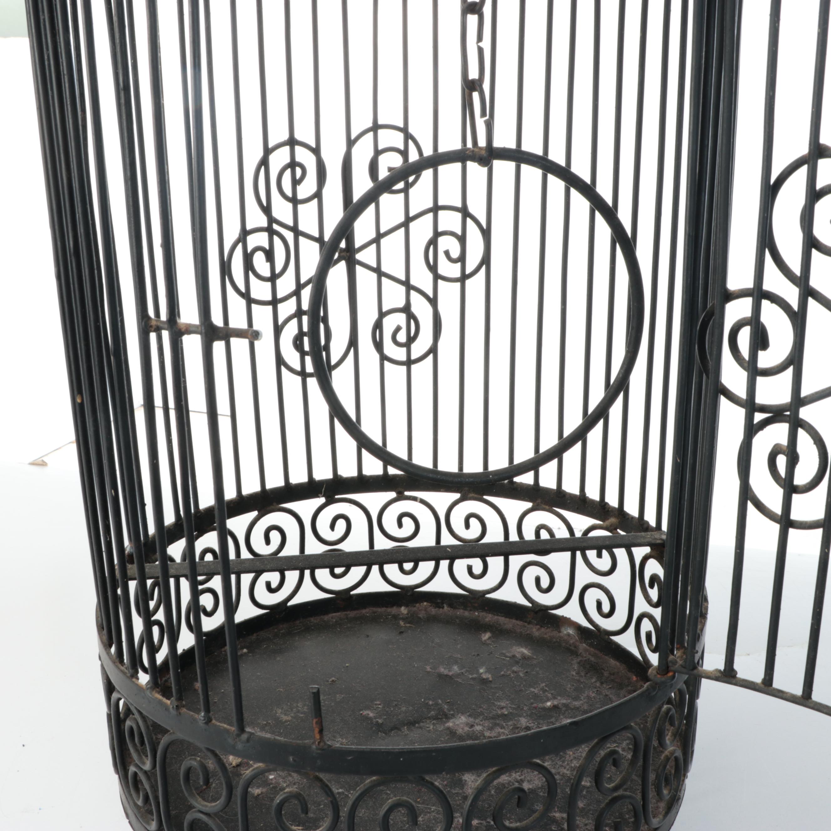 Victorian Style Wrought Iron Hanging Birdcage