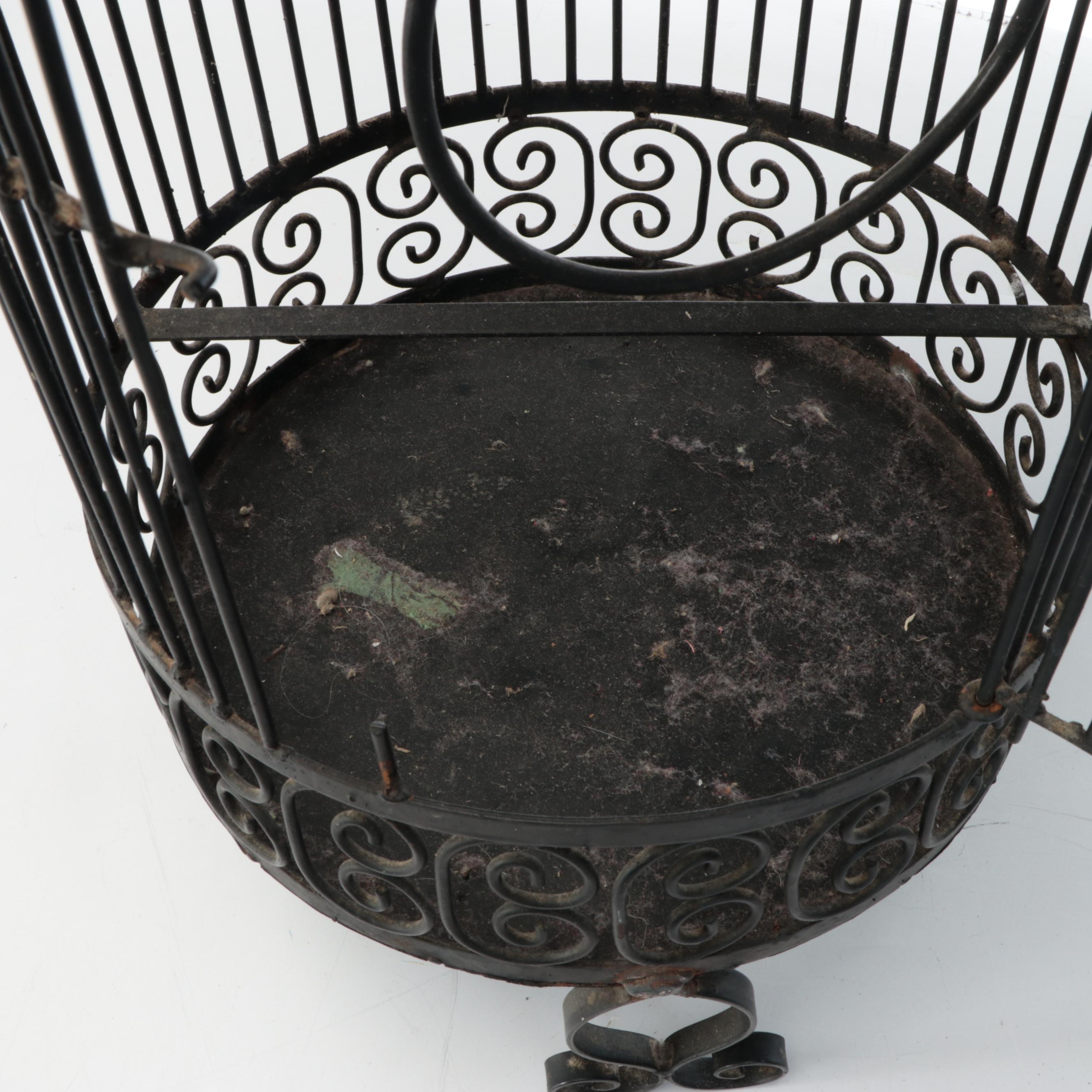 Victorian Style Wrought Iron Hanging Birdcage