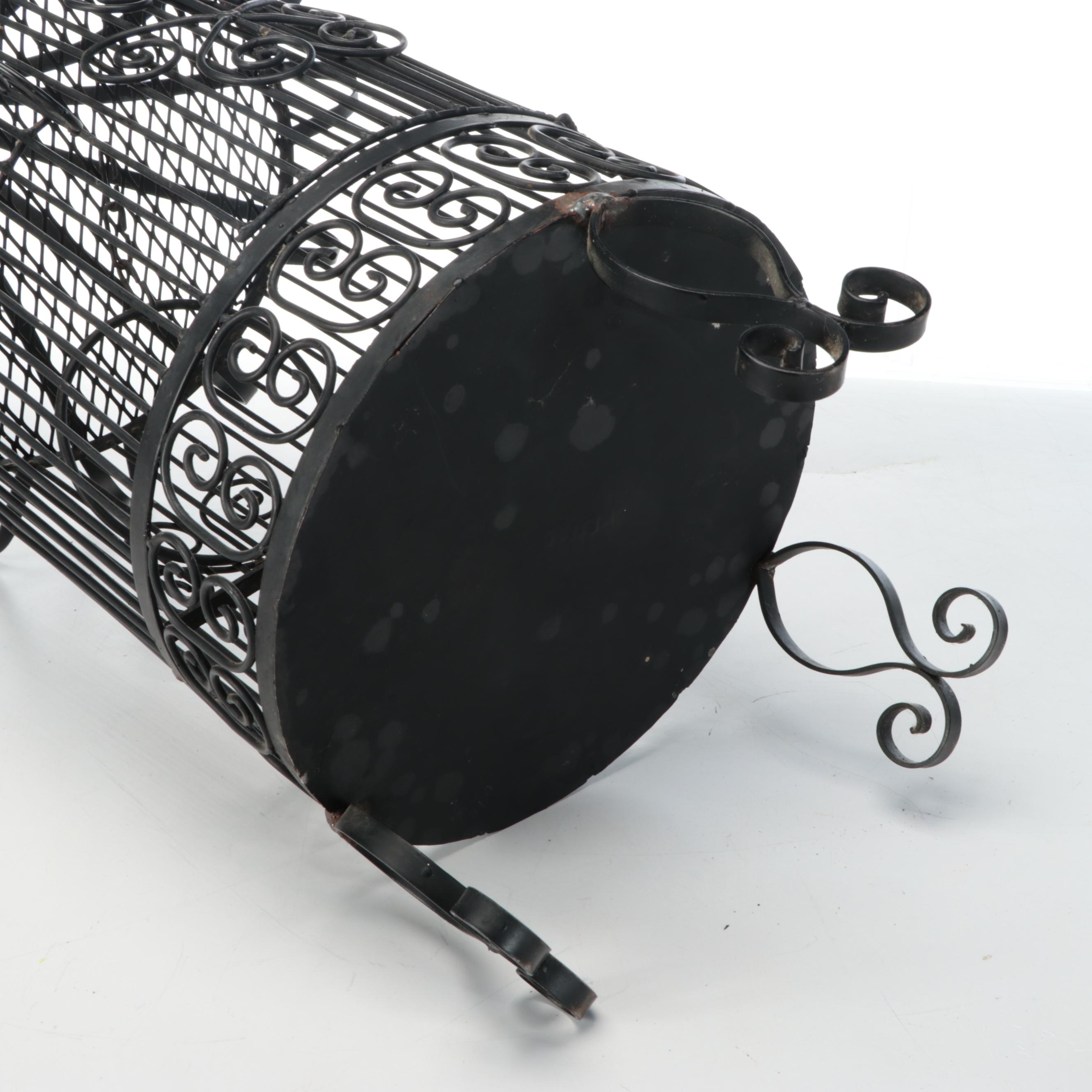 Victorian Style Wrought Iron Hanging Birdcage