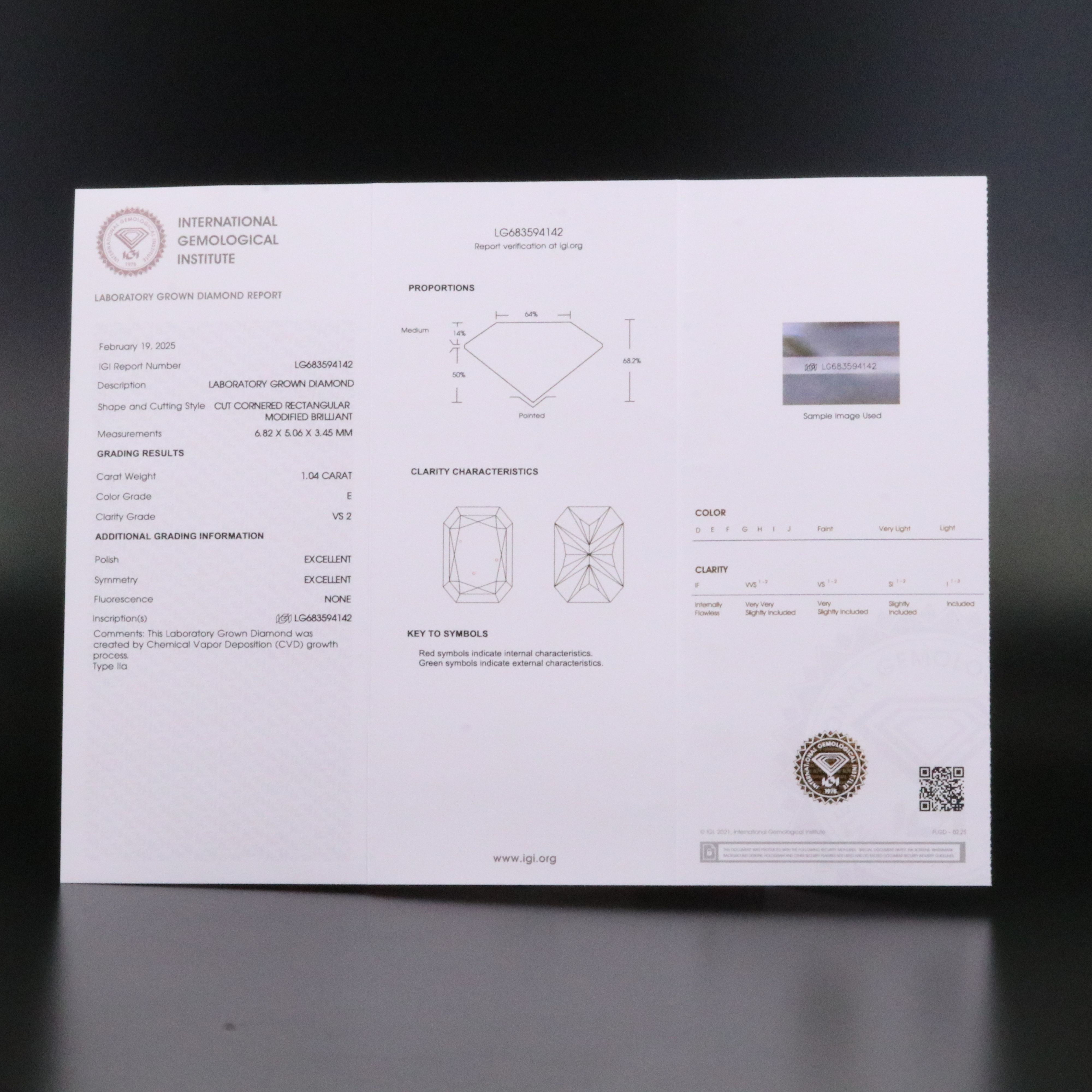 Loose 1.04 CT Lab Grown Diamond with IGI Report